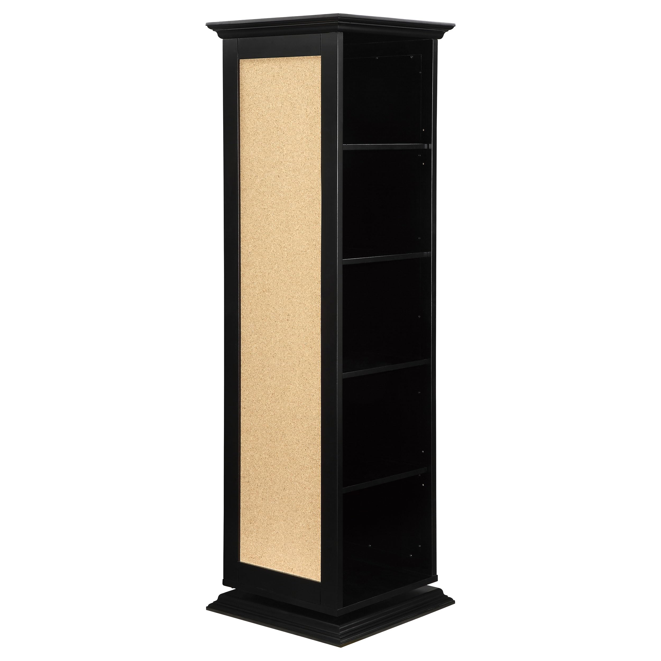 Coaster Home Furnishings - Robinson - Swivel Accent Cabinet with Adjustable Shelves and Cork Board with Mirror - Dining Room, Entryway & Living Room - Black - 910083