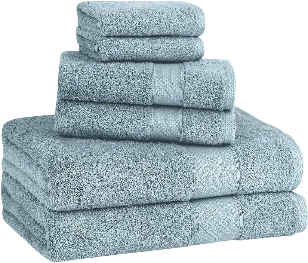 Handtowels and Towels 6-Piece Set, Bathroom Towel Set, Cotton Quick Drying and Absorbent