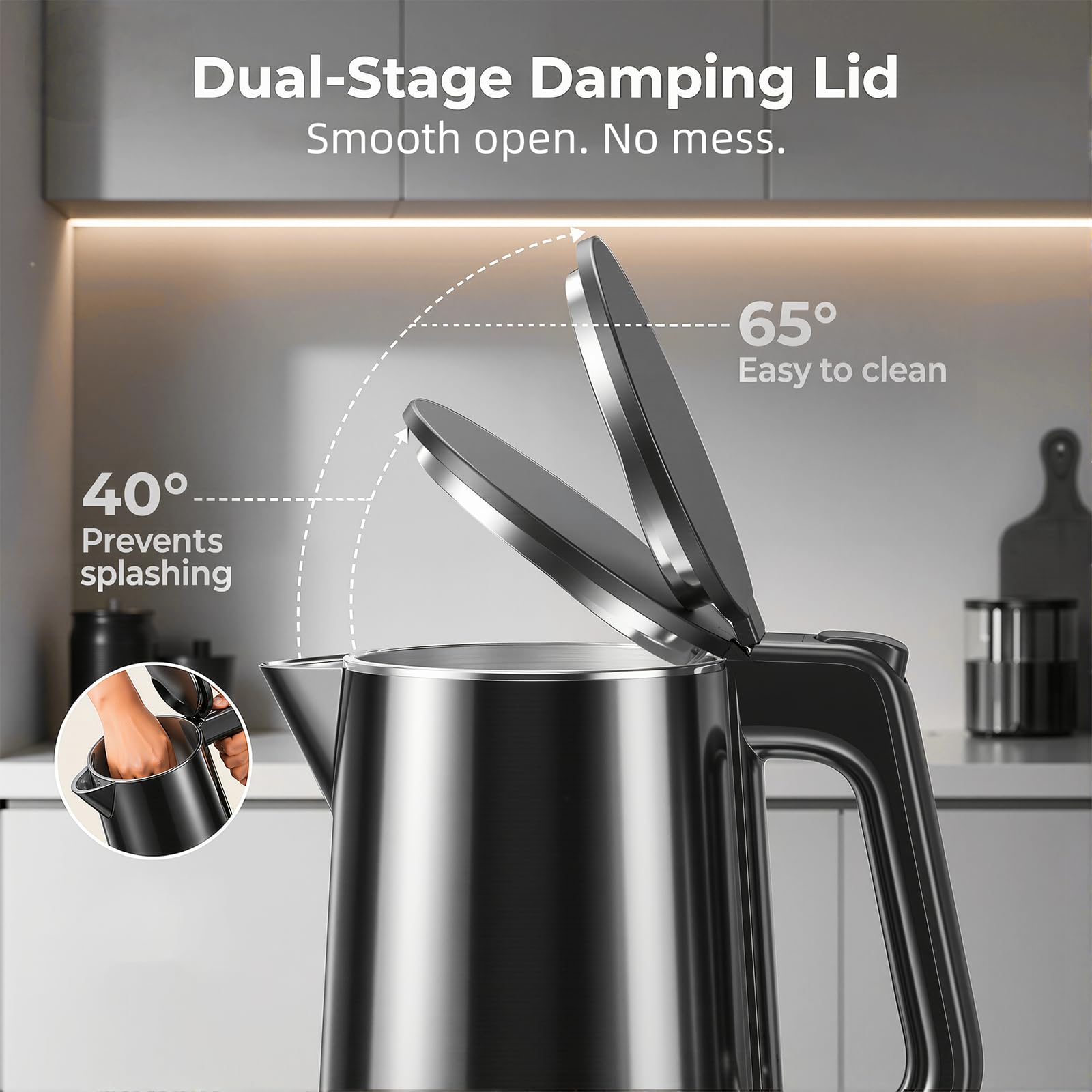 Electric Kettle 1.0L, 1200W Fast Boiling, 7 Temp Settings & 4H Keep Warm