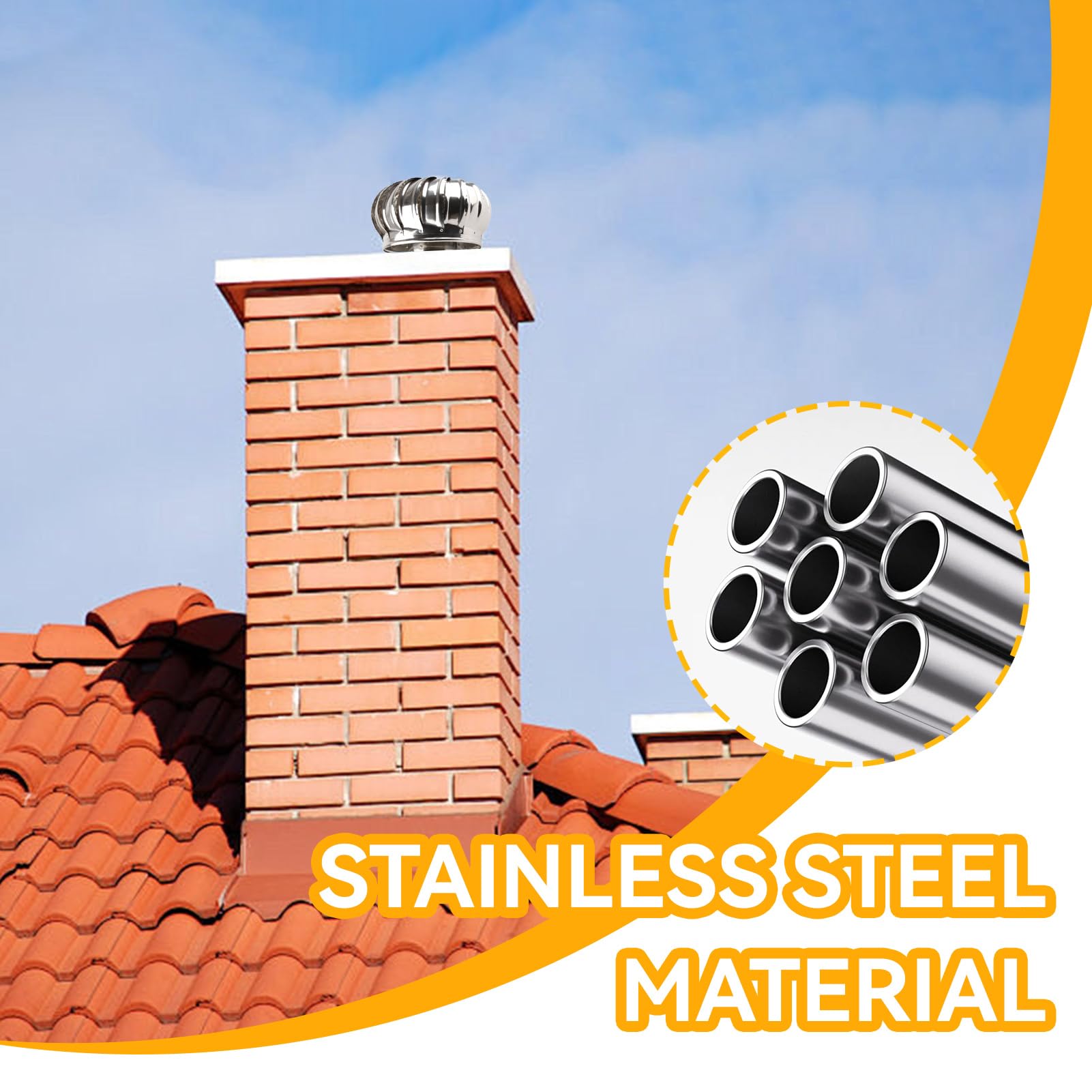 Turbina de Ventilación de Techo 110mm, Ventilador de Acero Inoxidable Automático Chimenea Rotativa para Ático Granja Fábrica y Vivienda Sistema de Ventilación sin Fugas