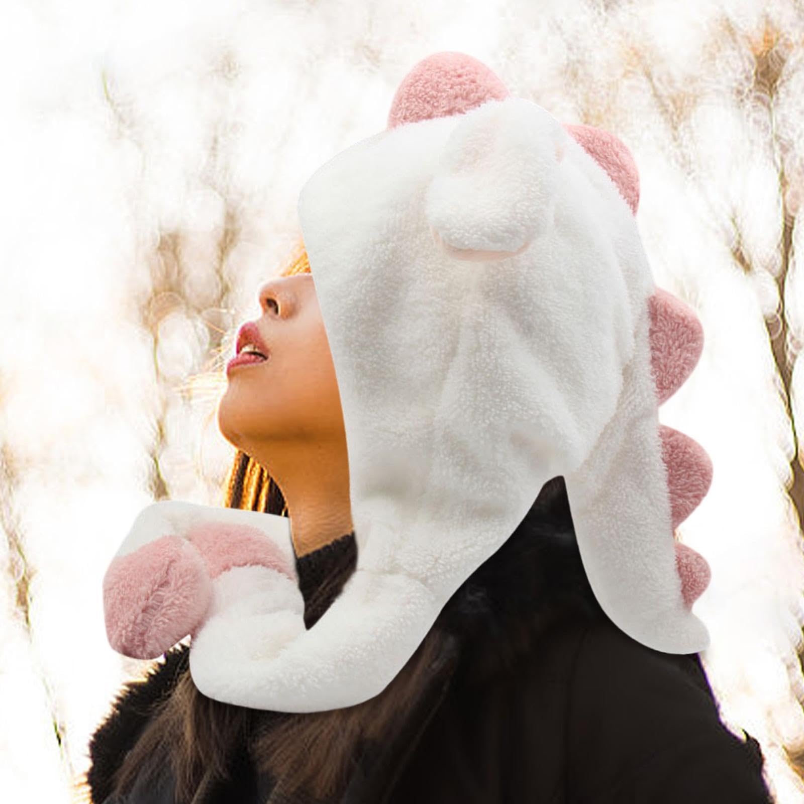 Fancyes Ear Moving Jumping Hat Plush Cute Moving Ears Hat for Women Men Chinese New Year, White