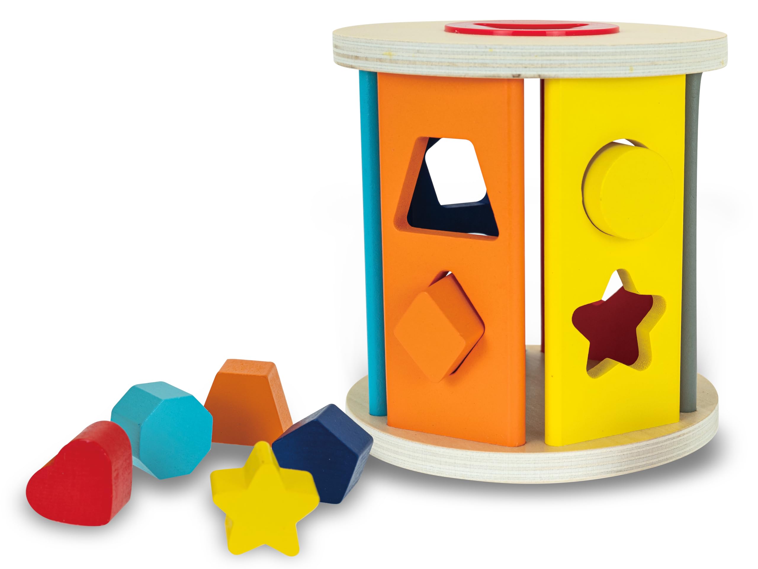 Teorema, Fatto di Legno Montessorianischer Zylinder aus Holz, Lernspiel zur Erkennung von Formen und Größen, mehrfarbiges Formenspiel für Kinder ab 24 Monaten