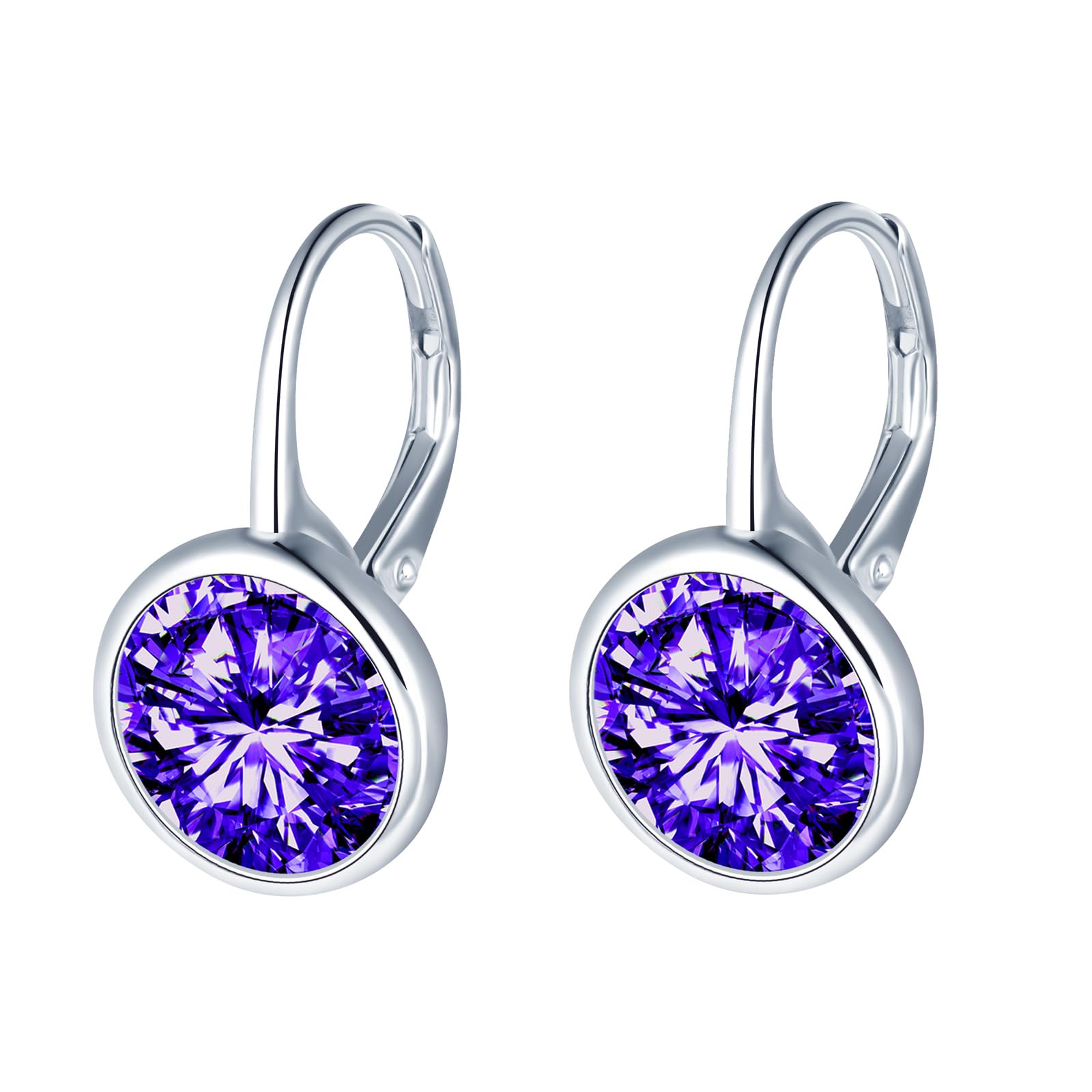 MOOFUN Großer Zirkon Ohrhänger Silber 925 Ohrringe Hängend Damen Ohrringe Creolen Ohrring Rund Ohringe Ohrschmuck für Mama Freundin Teenager Mädchen Oma Schwester Frauen Geschenk Geburtstagsgeschenk