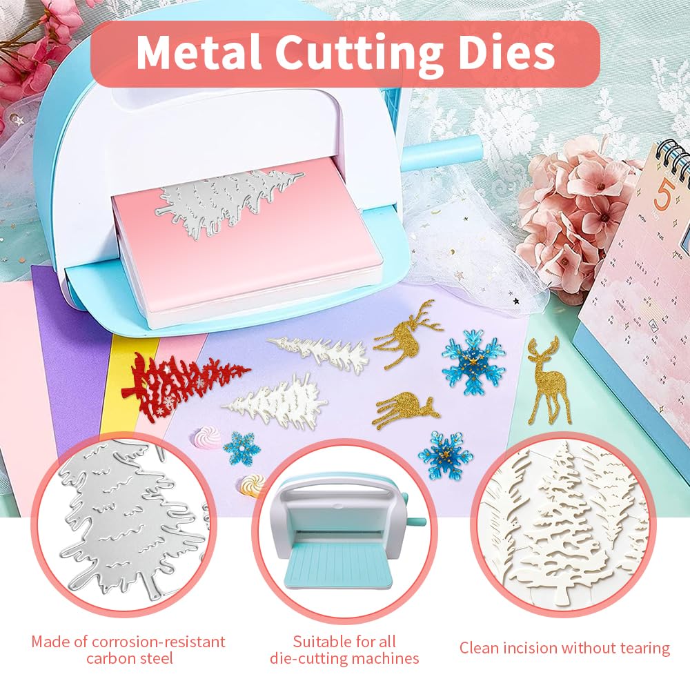 Fustelle Natalizie a Forma di Albero di Natale e Fiocco di Neve, Fustelle in Metallo 3D per Scrapbooking