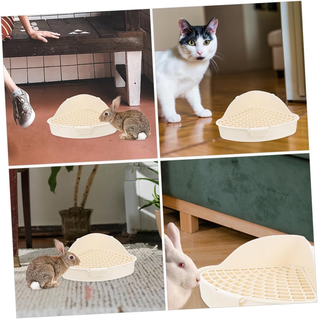 Mikikit 2pcs Rabbit Litter Box Guinea Pig Small Animal Cage Training Potty Leakproof and Washable for Bunny Hamster Rat