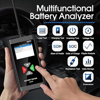 BM560 6V 12V Car Battery Tester, 100-2000 CCA Voltage Tester 2Ah-220Ah Digital Auto Battery Analyzer Internal Resistance Tester Automotive Alternator for Cars/Trucks/Motorcycles/Boats | 2Ah-220Ah Digital Auto Battery Analyzer,Internal Resistance Tester, Automotive Alternator for Cars/Trucks/Motorcycles/Boats
