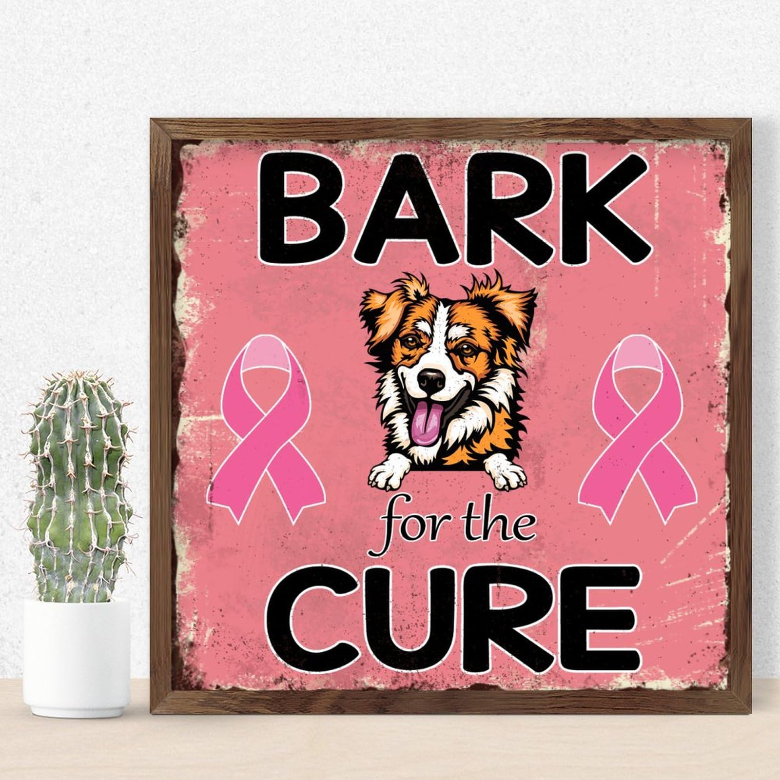 Panneau mural encadré Bark for The Cure en bois, un hommage vibrant contre le cancer du sein