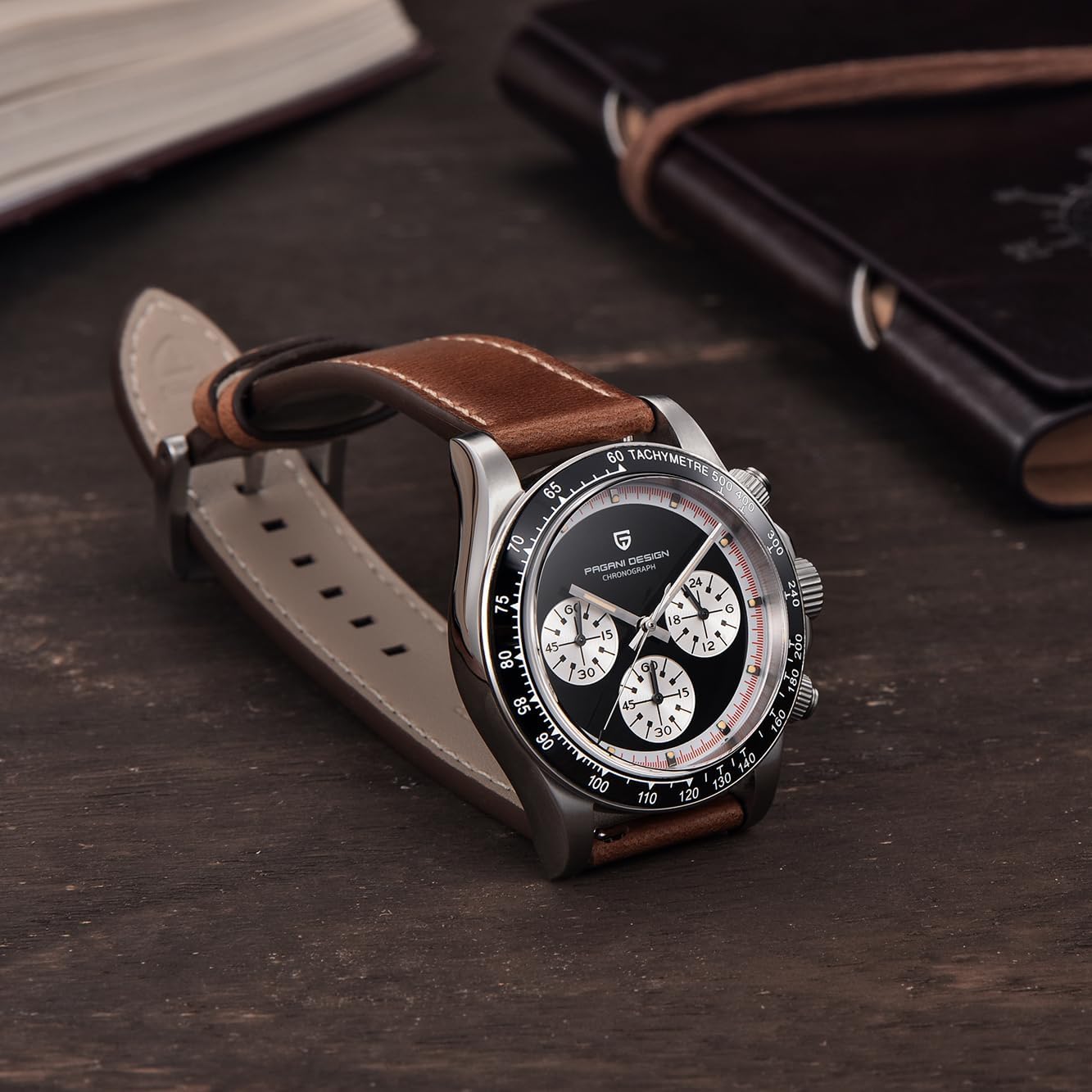 Pagani Design PD1676 watch with open leather strap