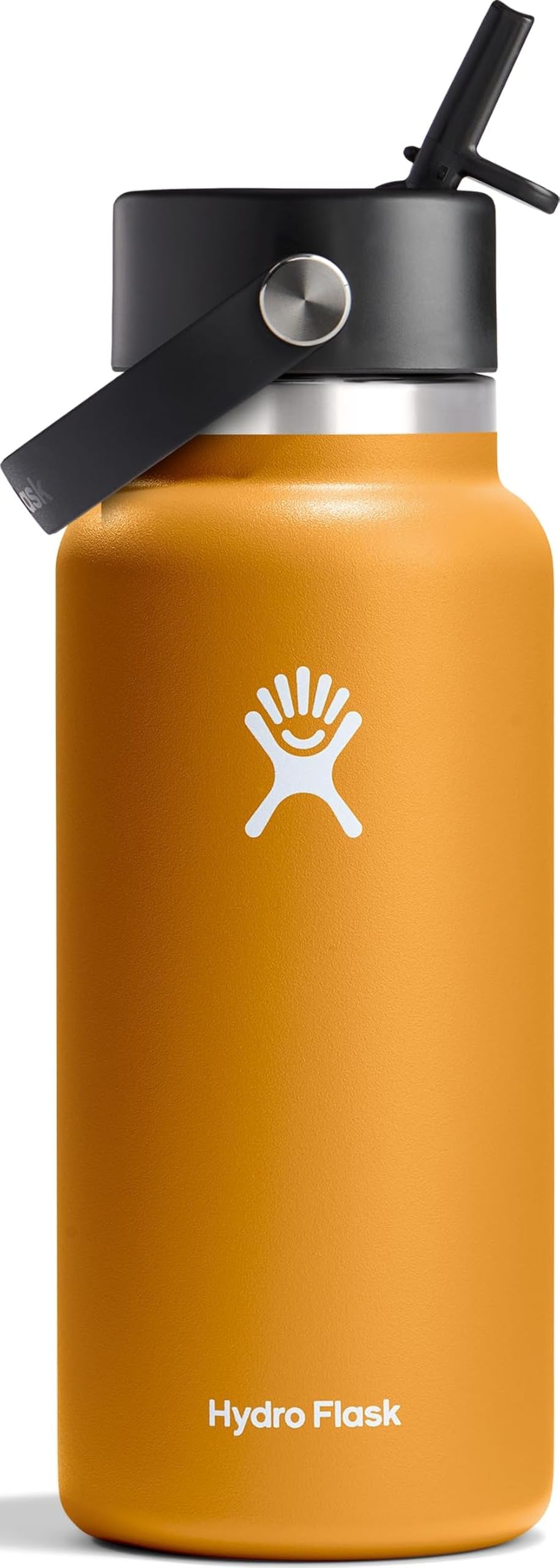 Water Bottle - Insulated Stainless Steel - Wide Straw Lid, Non Spill, Leakproof in 32 Oz Fossil Brown