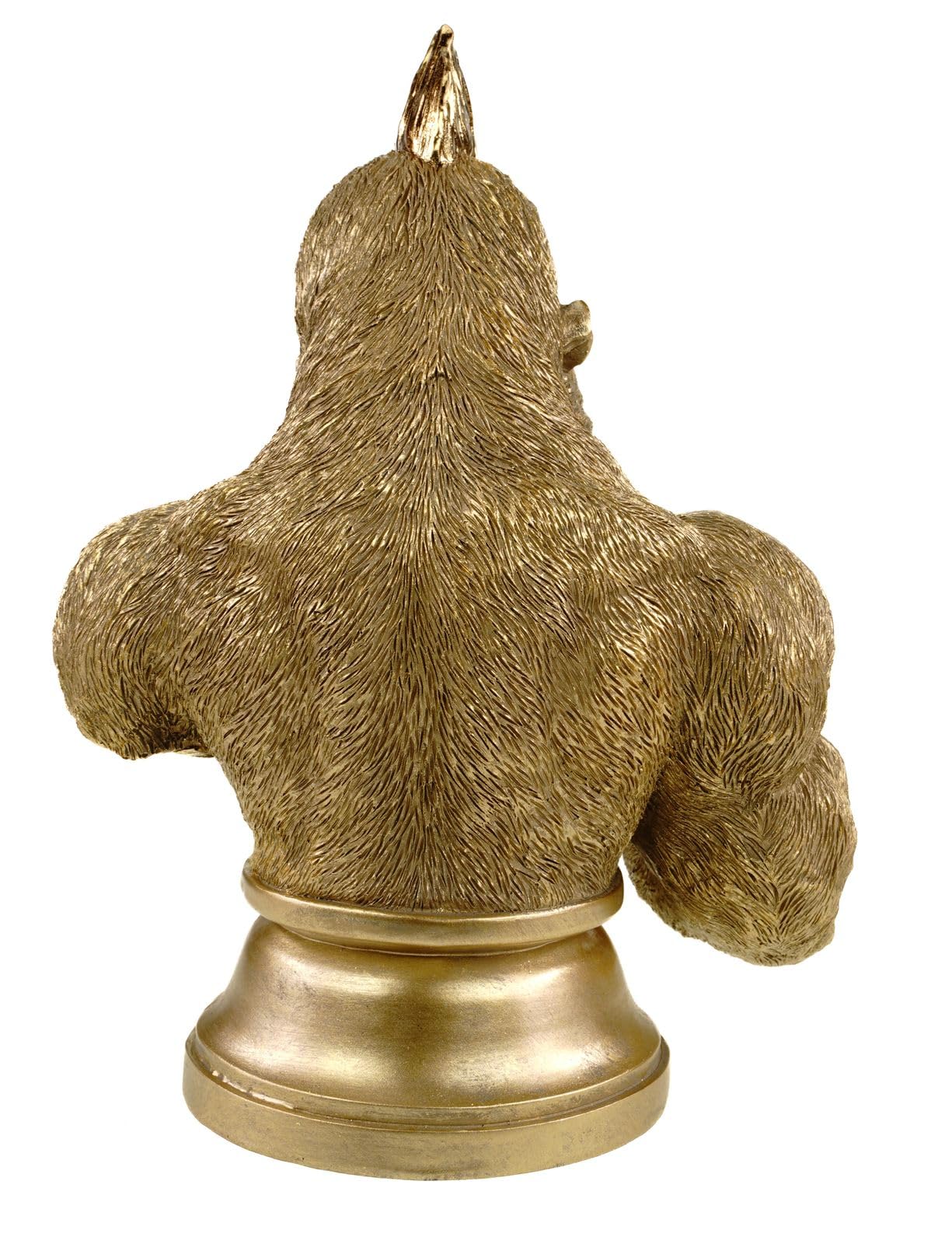 Kremers Schatzkiste Decorazione XXL in poliresina dorata, 30 x 23 x 17 cm, gorilla muscolosa con irochesi, posa combattimentica, figura di animali ricca, decorazione per il soggiorno e l'ufficio
