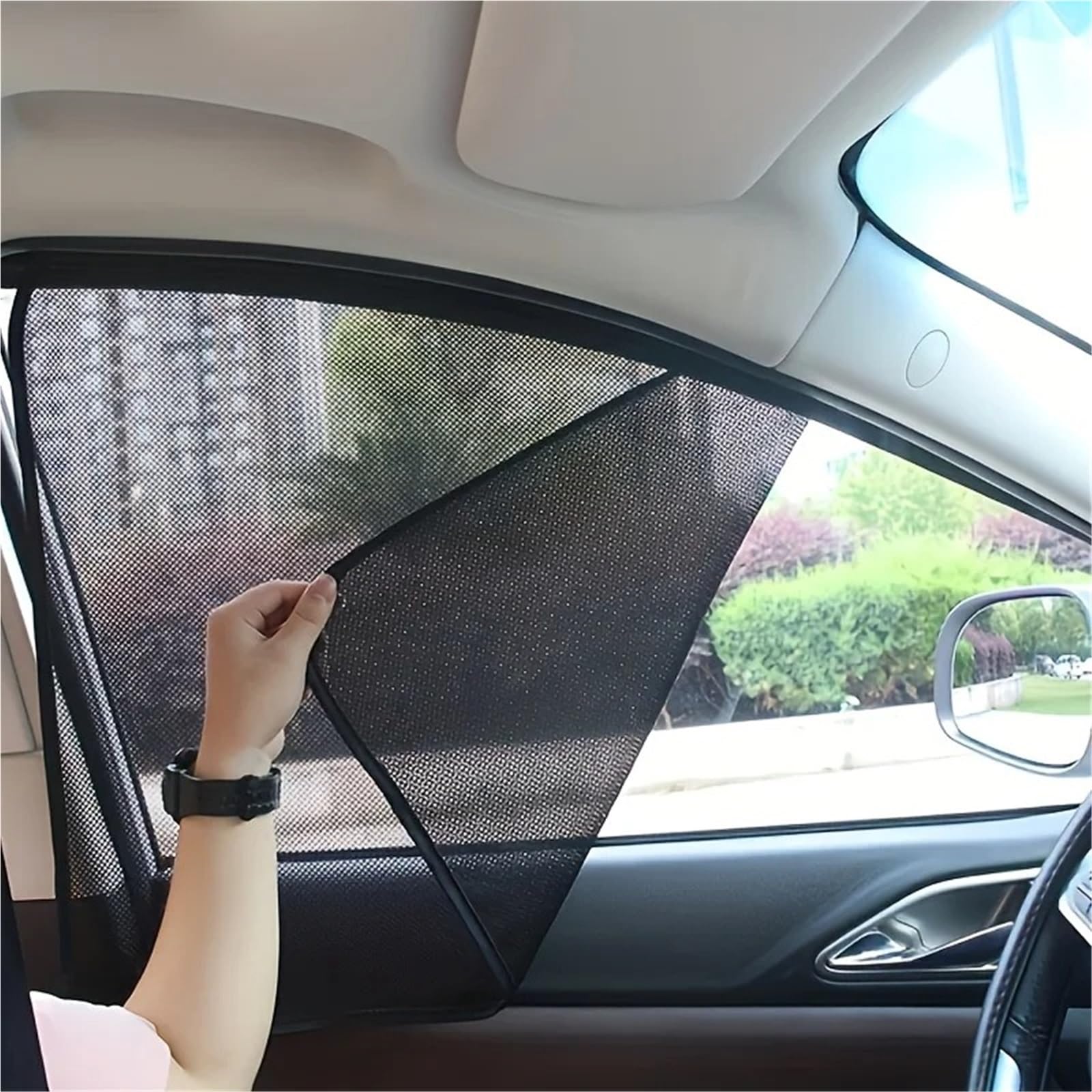Parasole de Auto Tendine per finestrini Laterali Rete Auto | Con magneti 4 pezzi Blocca protezione UV Auto Privacy.
