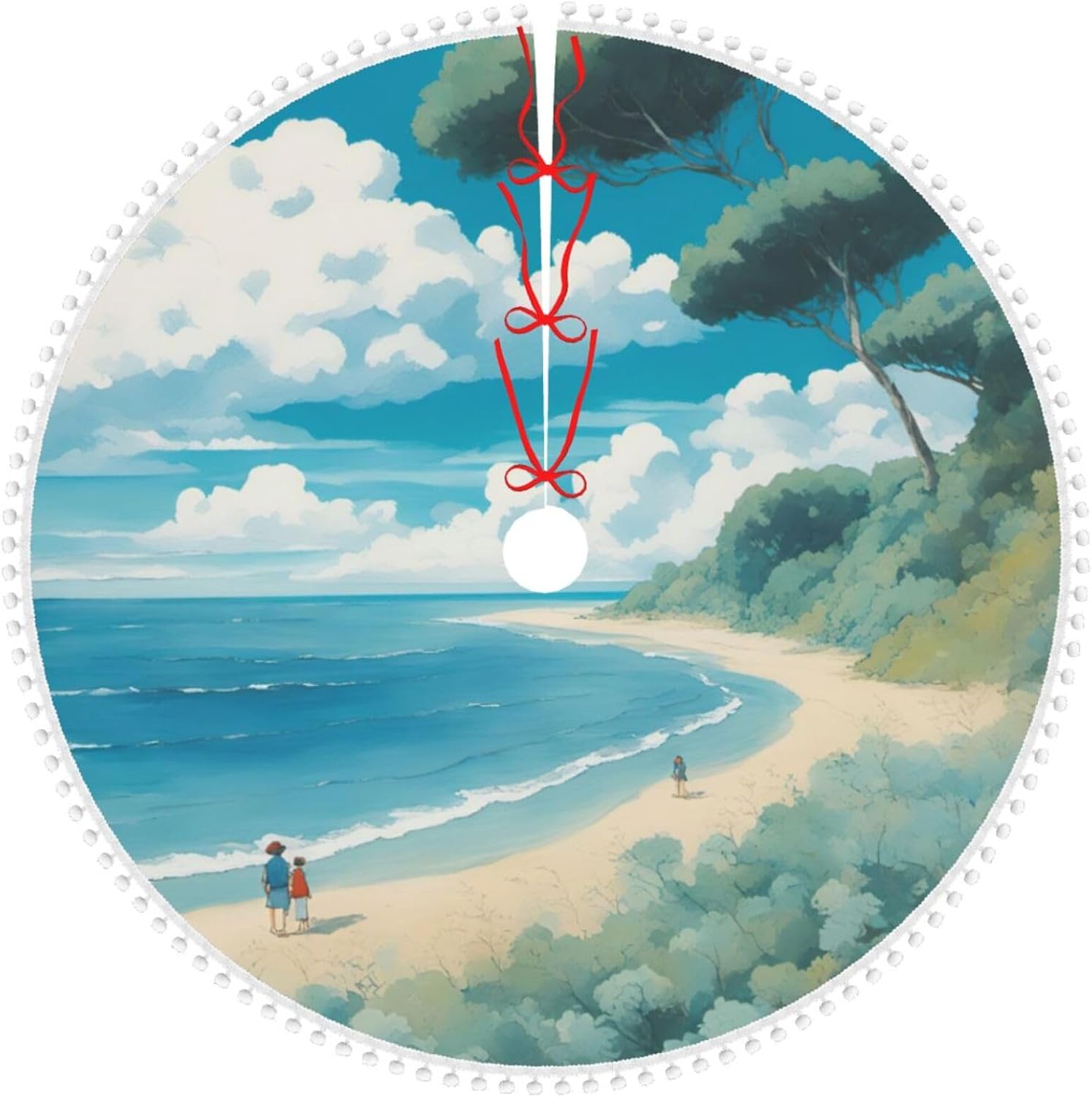 Muscheln am Strand Weihnachtsbaum Rock mit Pom Pom, Winter