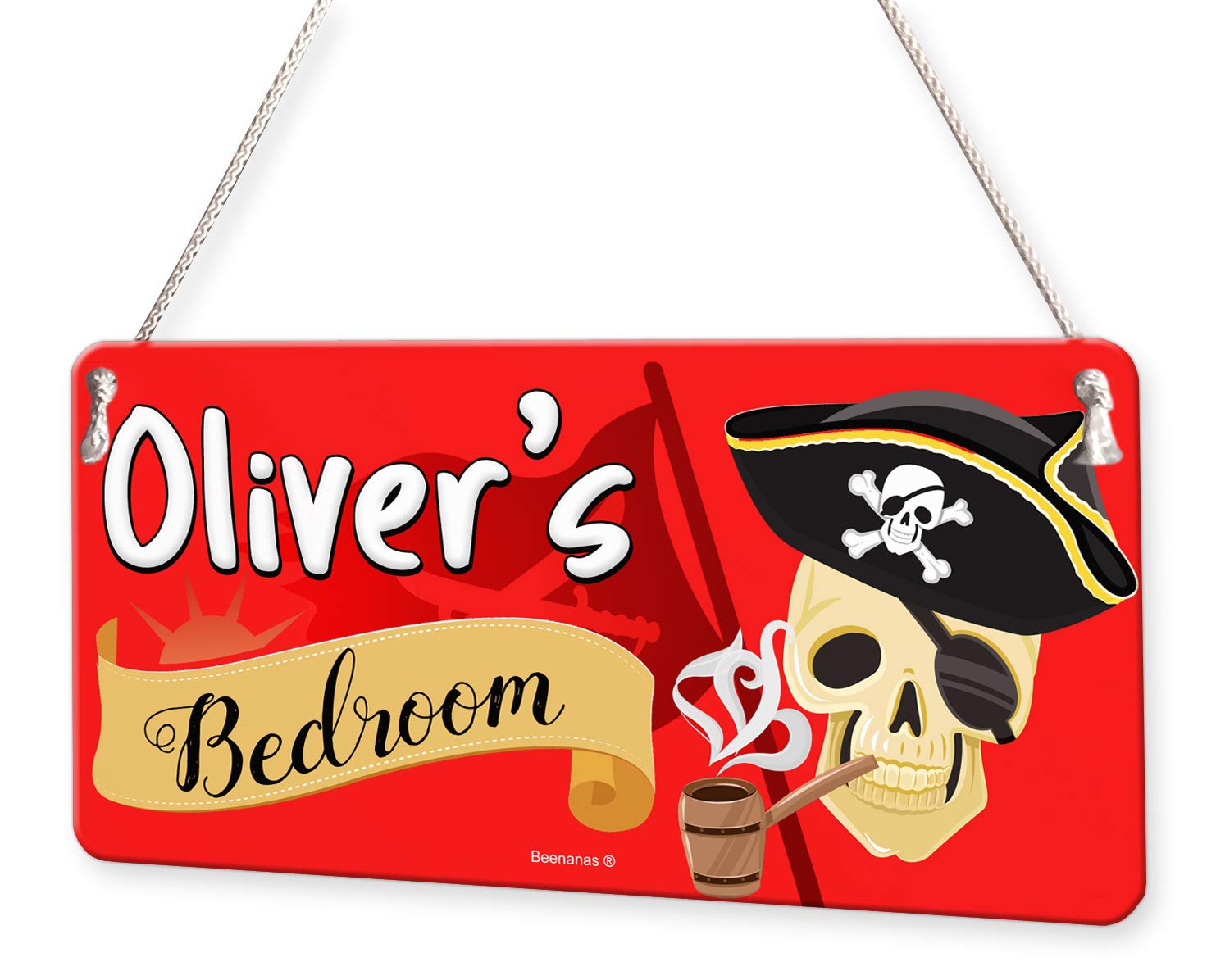 Beenanas Pirate Skull Crossbones Personalised Childs Bedroom Door Sign Name Plaque