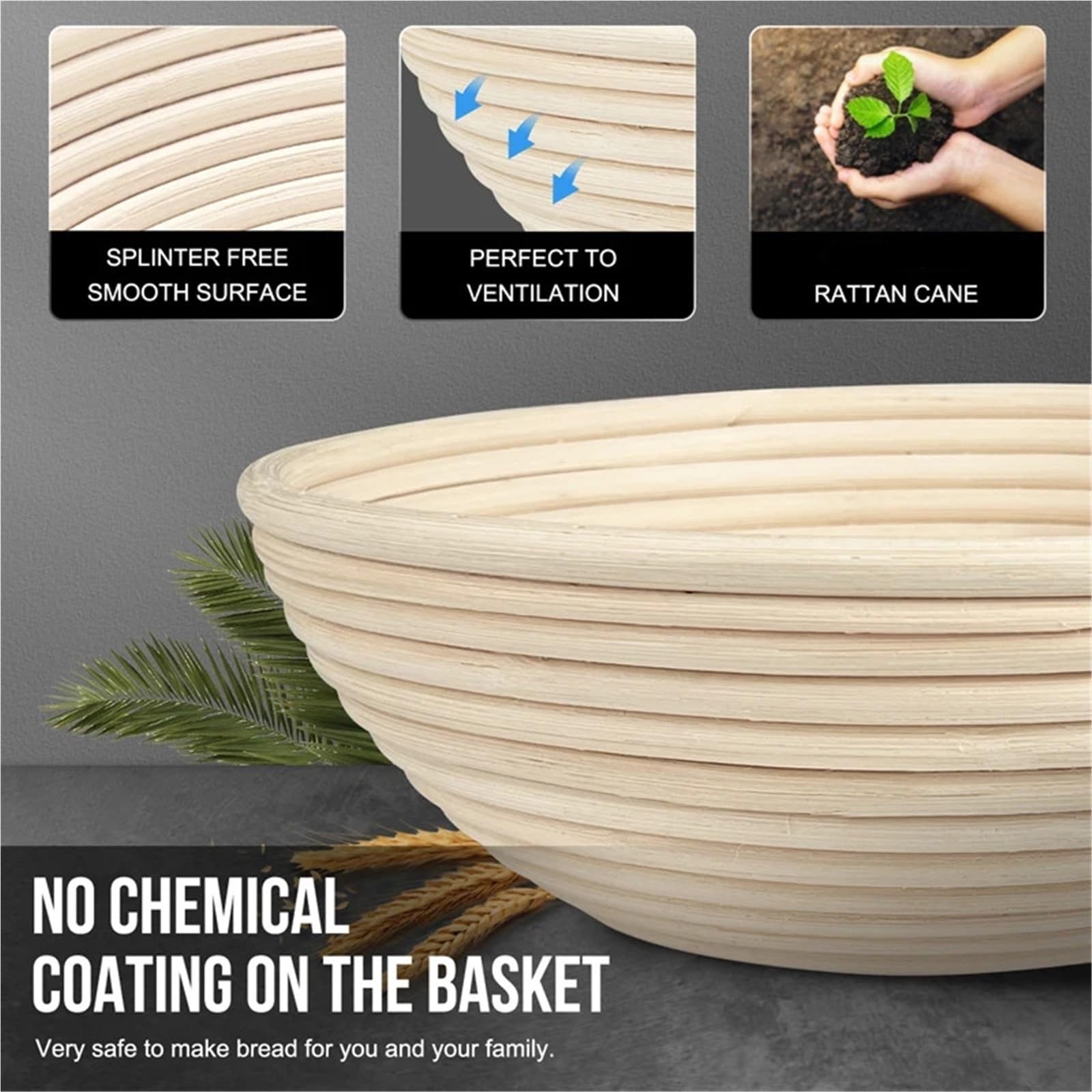 Cesta de fermentación pan, masa elíptica Circular, mimbre Natural, cesta tela transpirable Para Hornear Pan(Round-25 * 8.5cm)