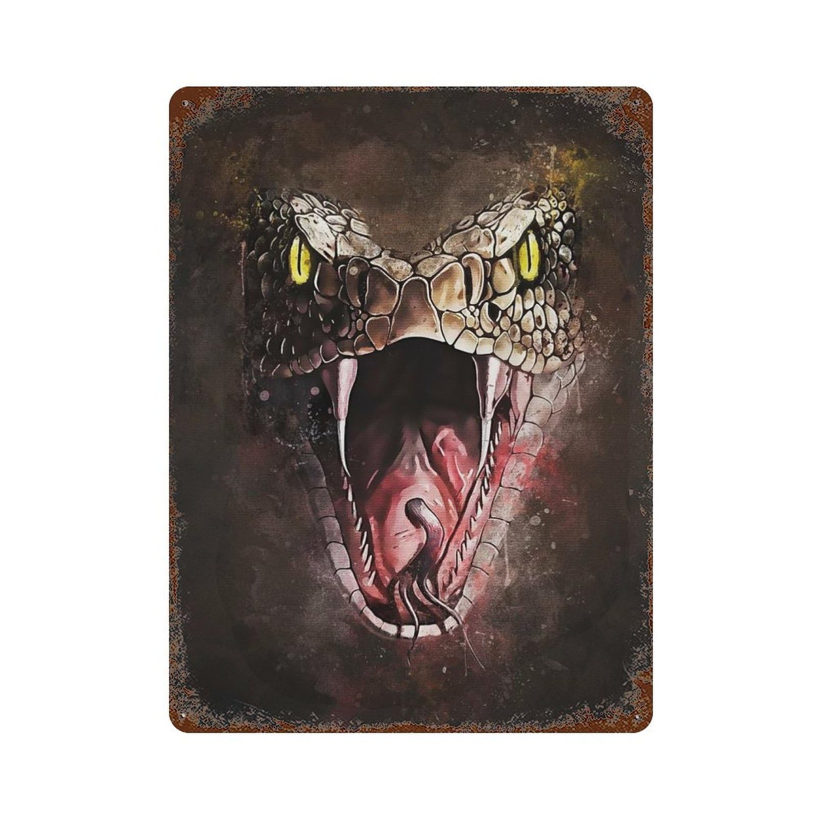 Splatter Cobra Rust Effect Tin Sign 15.7"x11.8", Vintage Wall Decor for Pub, Kitchen And Man Cave Decor