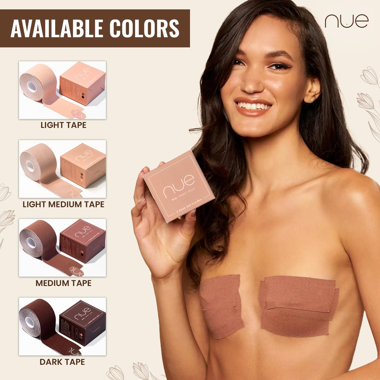 Nue Light Tape Boob Lift, Breast Tape Lift for Large Bust & Shape, Support for Strapless Dress, Invisible, Strong Adhesive