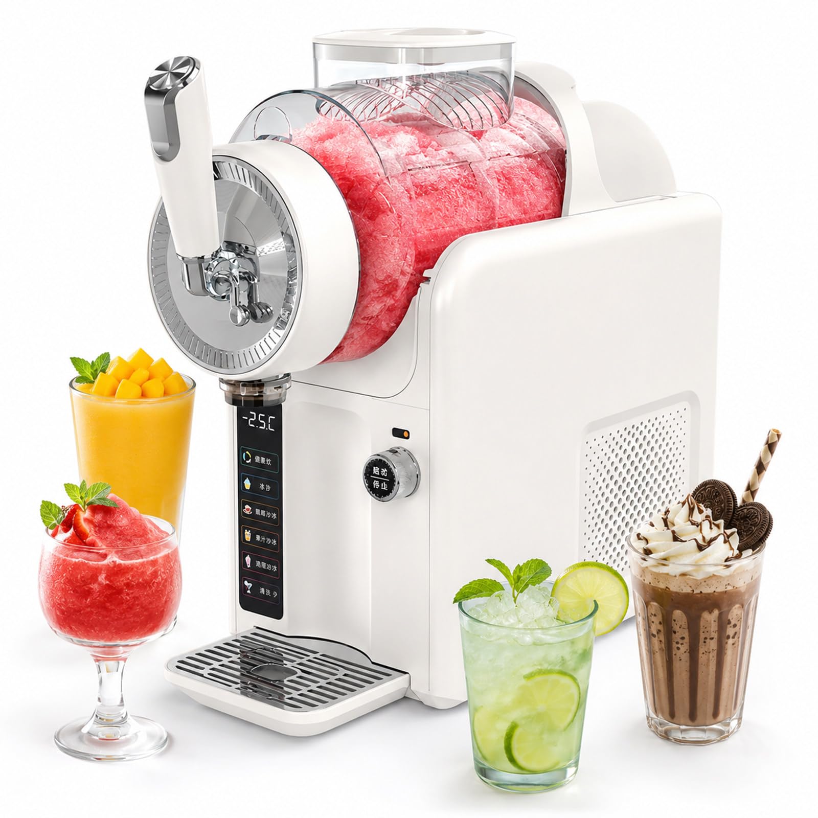 JIYINGHUI Ice Cream Machine, Slushie Machine for Home - Slushy Machine Maker No Ice Needed Self Cleaning, 5 Preset for Soft Serve Ice Cream, Slushie, Margarita, Frappés, Milkshake White-NoHolder