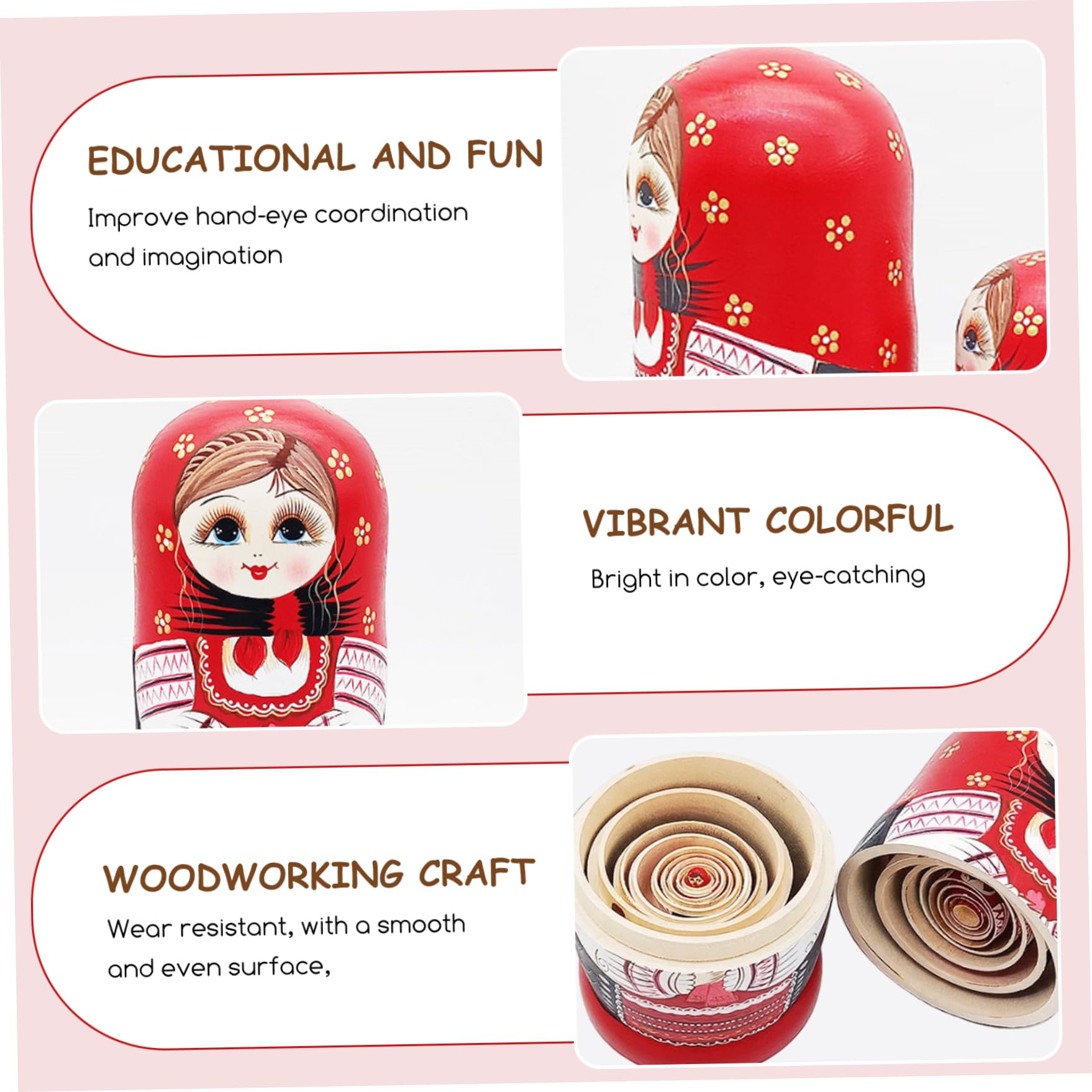 Poupées gigognes 10 pièces empilables en Bois coloré Amusant poupées Russes pour Enfants Adultes Anniversaire Vacances de noël