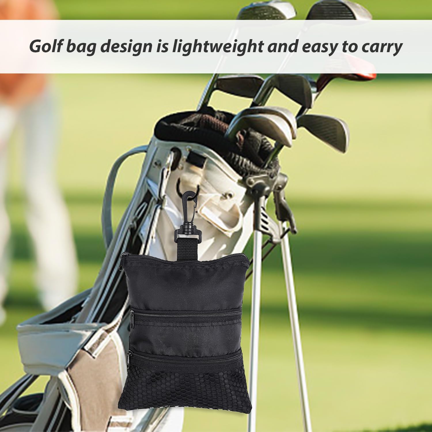 1 Golftasche, 5 Golfspikes, Golf-Aufbewahrungstasche, kleine Tasche mit Clip, Tragetasche mit Mehreren Taschen, Golf-Tee-Tasche, Tee-Aufbewahrungstasche