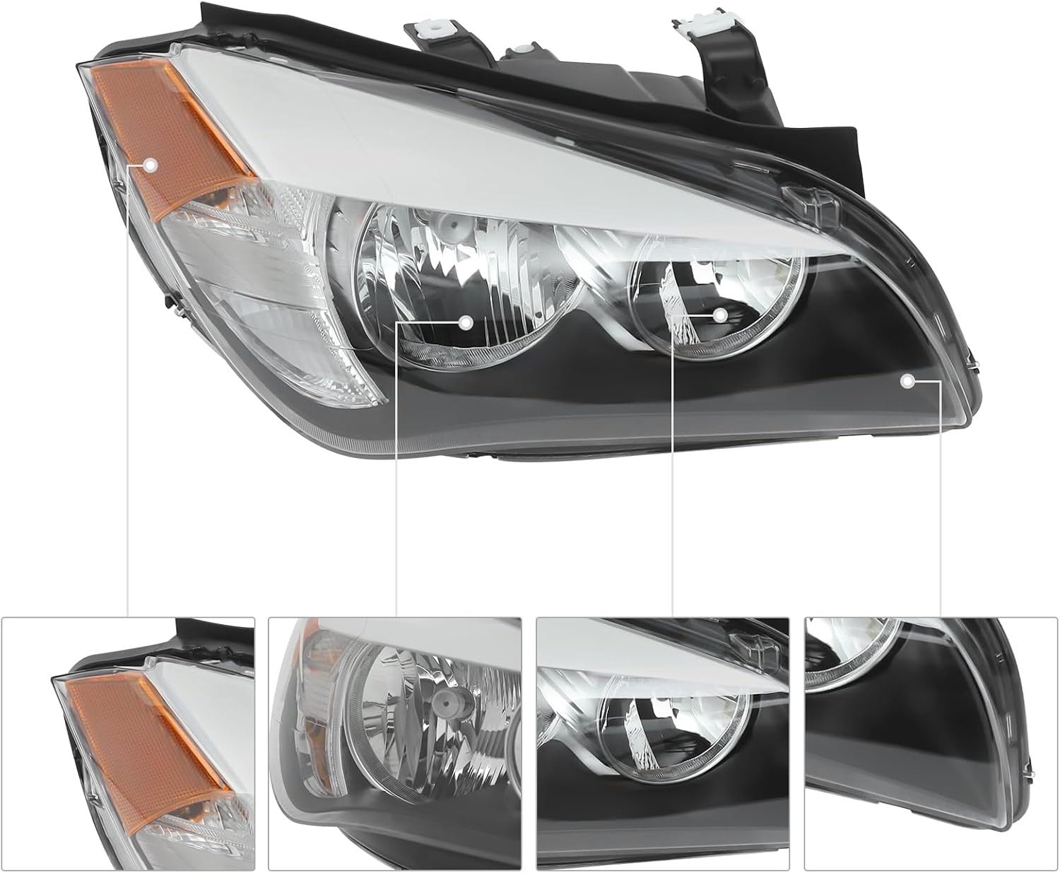 For 2013 2014 2015 BMW X1 Halogen Headlight, 63117290238 |BM2519151, Right Passenger Side Headlight (Right Side)