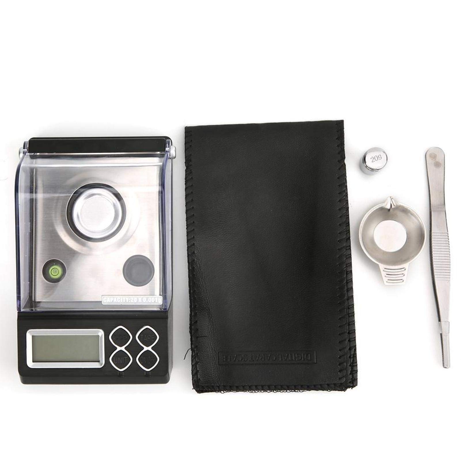 Escala de miligramos digital profesional de alta precisión 20 g/0,001 g Mini balanza electrónica de polvo Escala de oro Joyas de oro Escala de quilates Peso digital(20g/0.001g)