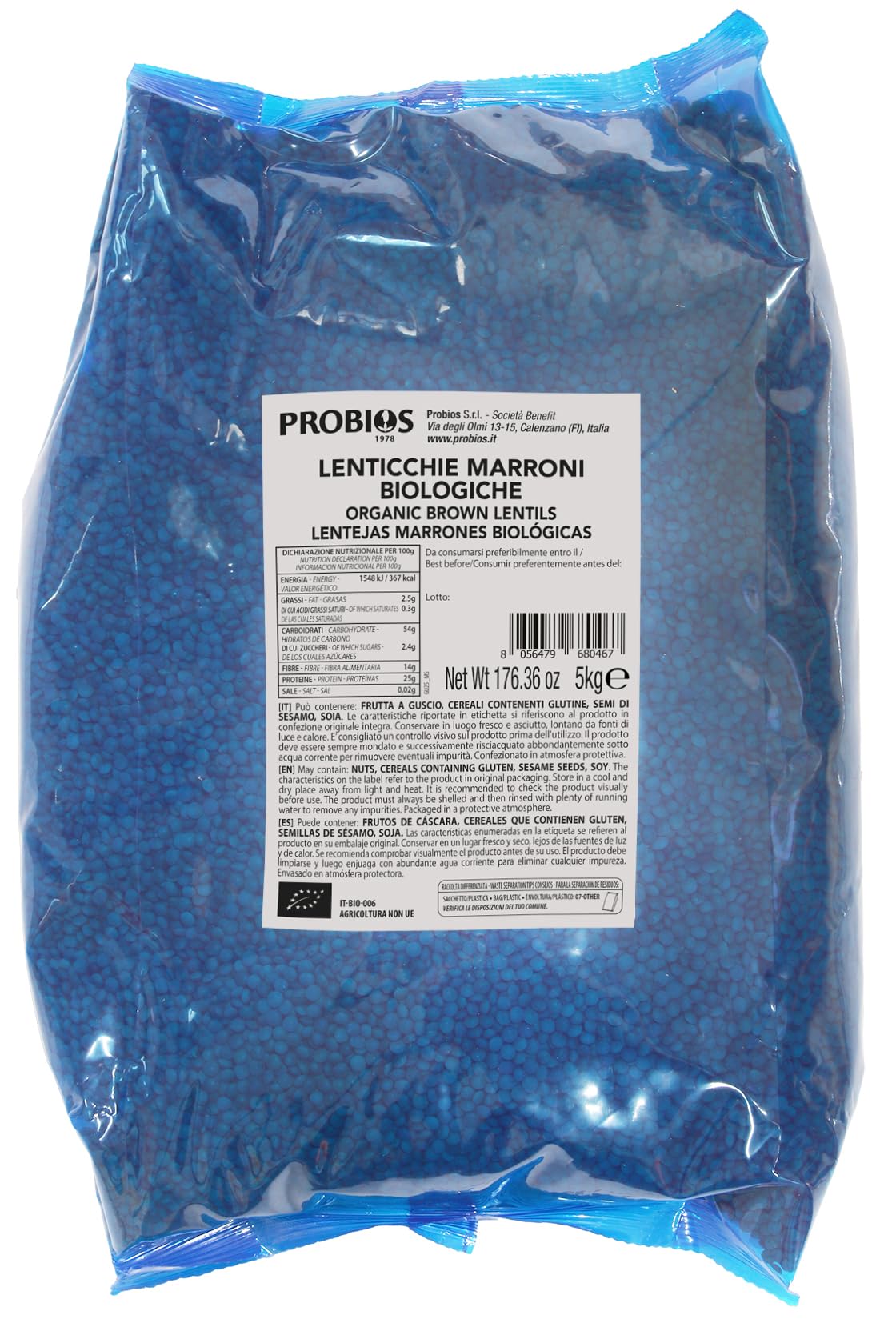 Probios Lenticchie marroni piccole biologiche - Ingrediente vegetale ricco di proteine ​​- Ideale per cucinare, stufati, zuppe, curry e insalate - 5 kg