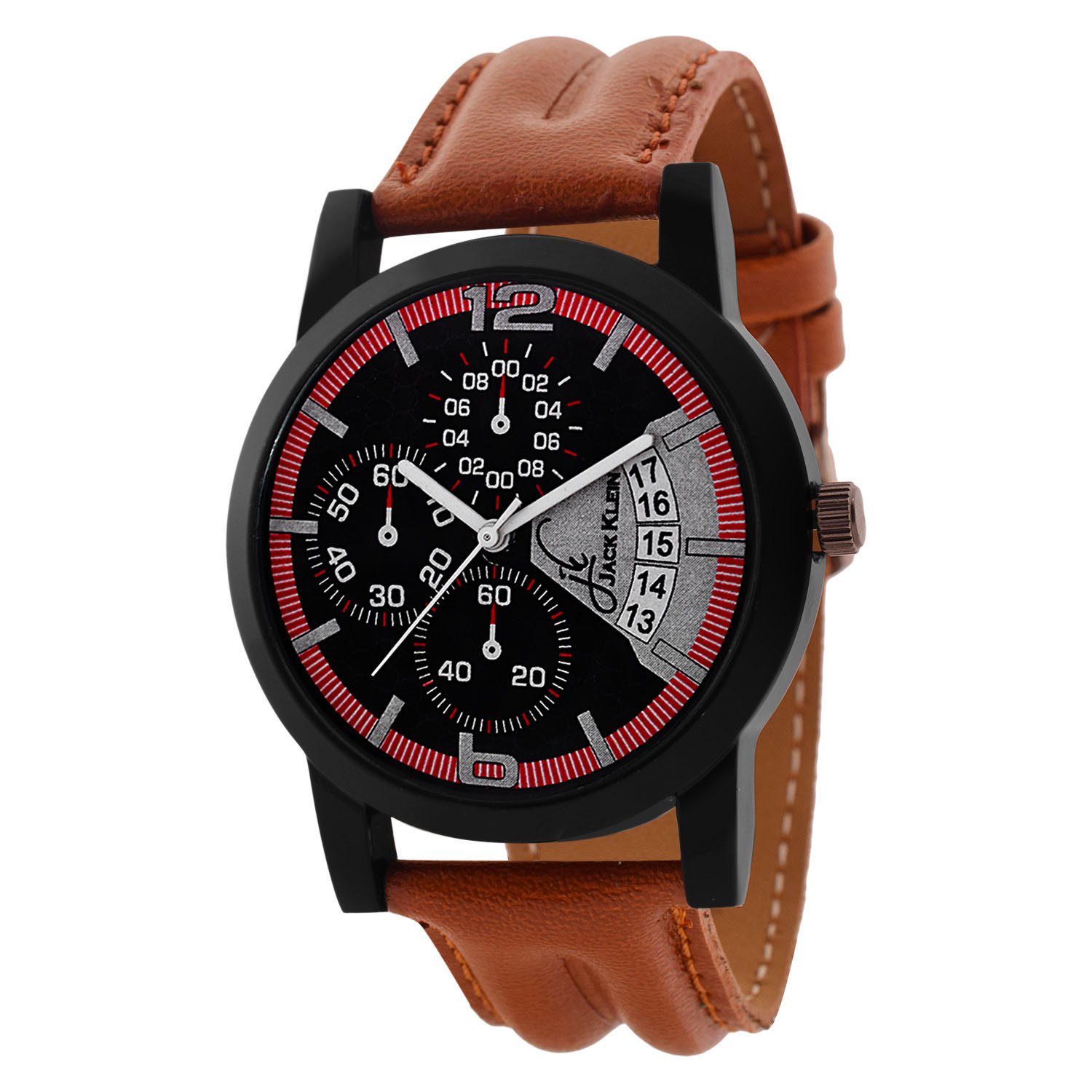 Jack Klein Stylish Round Black Dial Brown pu Strap Analogue Wrist Watch (B075SYQ5T8) Amazon Price History, Amazon Price Tracker