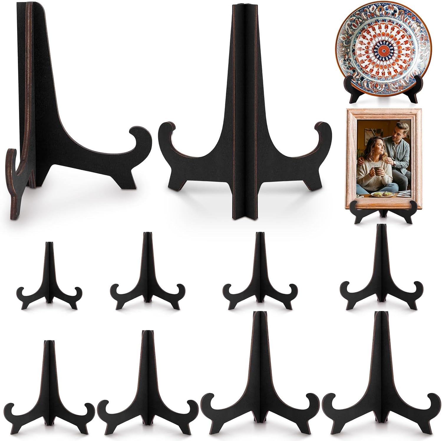 8 Pack Wooden Plate Stands for Display 5/6/7/8/9/10inch Holders