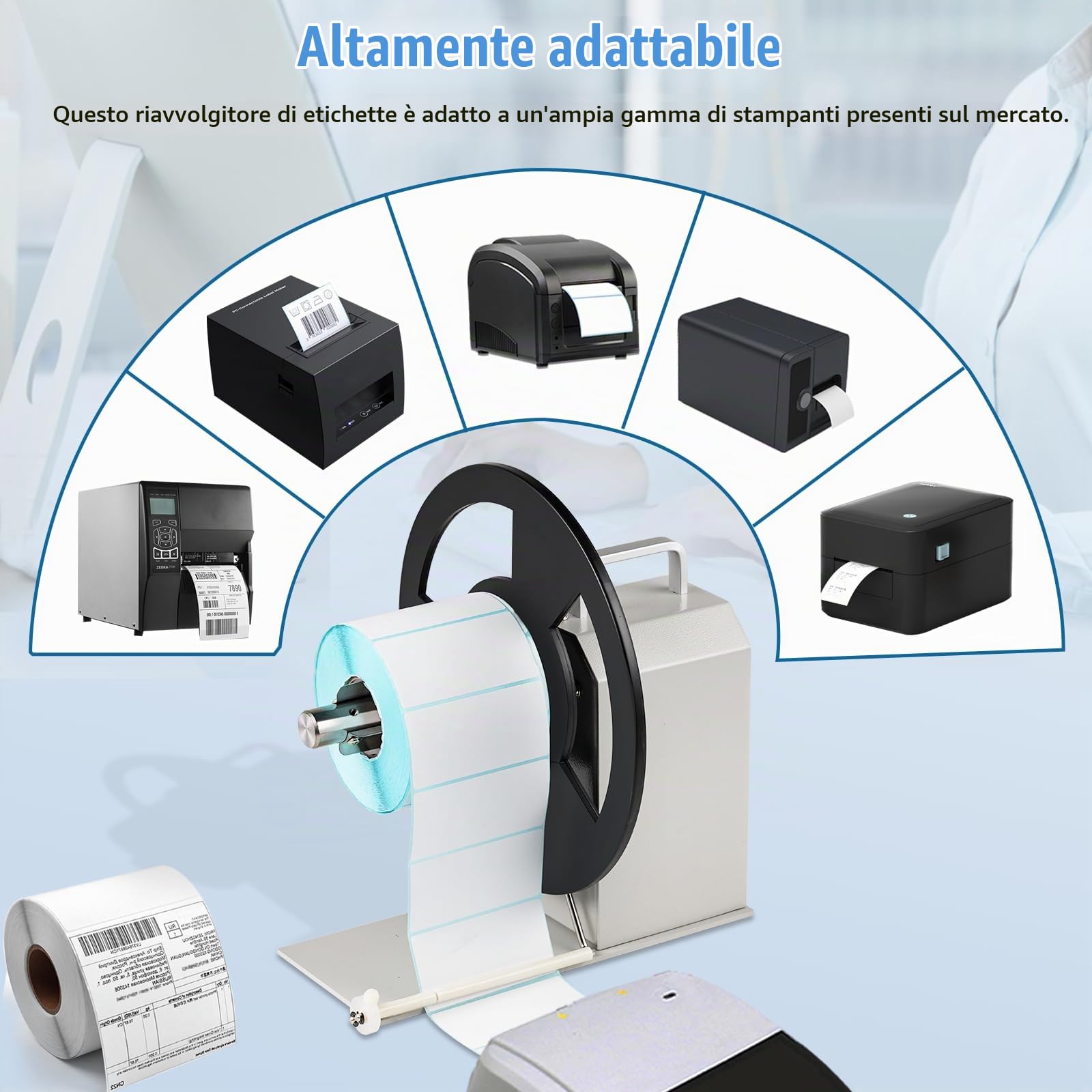 YUCHENGTECH Etichetta Riavvolgitore Diametro 230mm Riavvolgitore Automatico di Etichette 1/1.5/3 nel Nucleo Interno Avvolgitore Etichette Bidirezionale Velocità Regolabile da 1-10 pollici/s | 1/1.5/3 nel Nucleo Interno Avvolgitore Etichette Bidirezionale