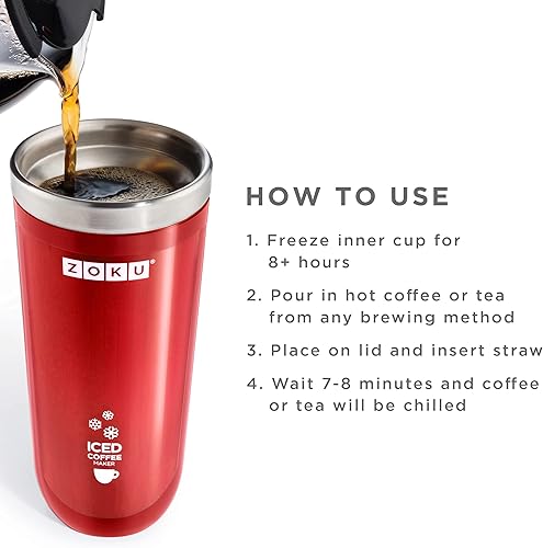 Miniatura 4 de Cafetera Zoku taza de viaje Rojo