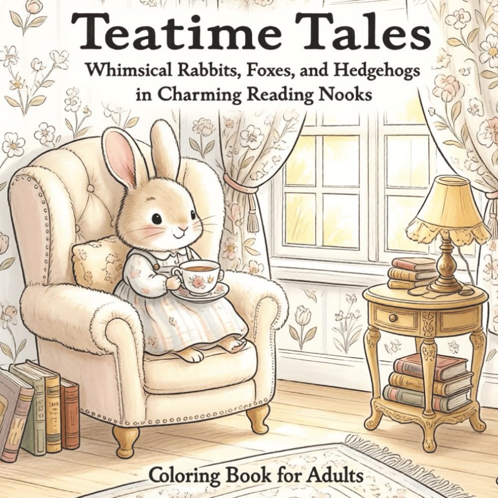 Teatime Tales: Whimsical Rabbits, Foxes, and Hedgehogs in Charming Reading Nooks