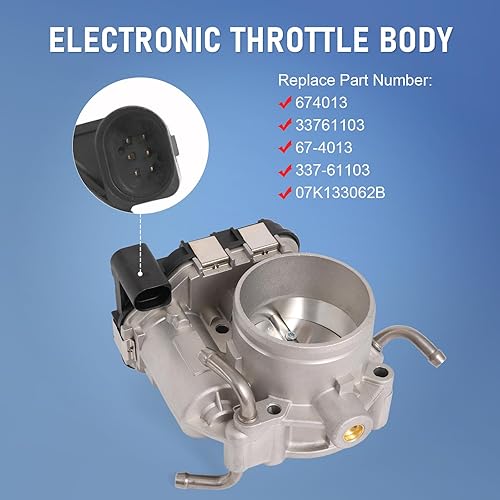 Miniatura 4 de Cuerpo electrónico del acelerador compatible con Volkswagen Beetle Rabbit 2006-2007, Bora Jetta 2005-2007 L5 2.5L Reemplaza# 67-4013 07K133062B