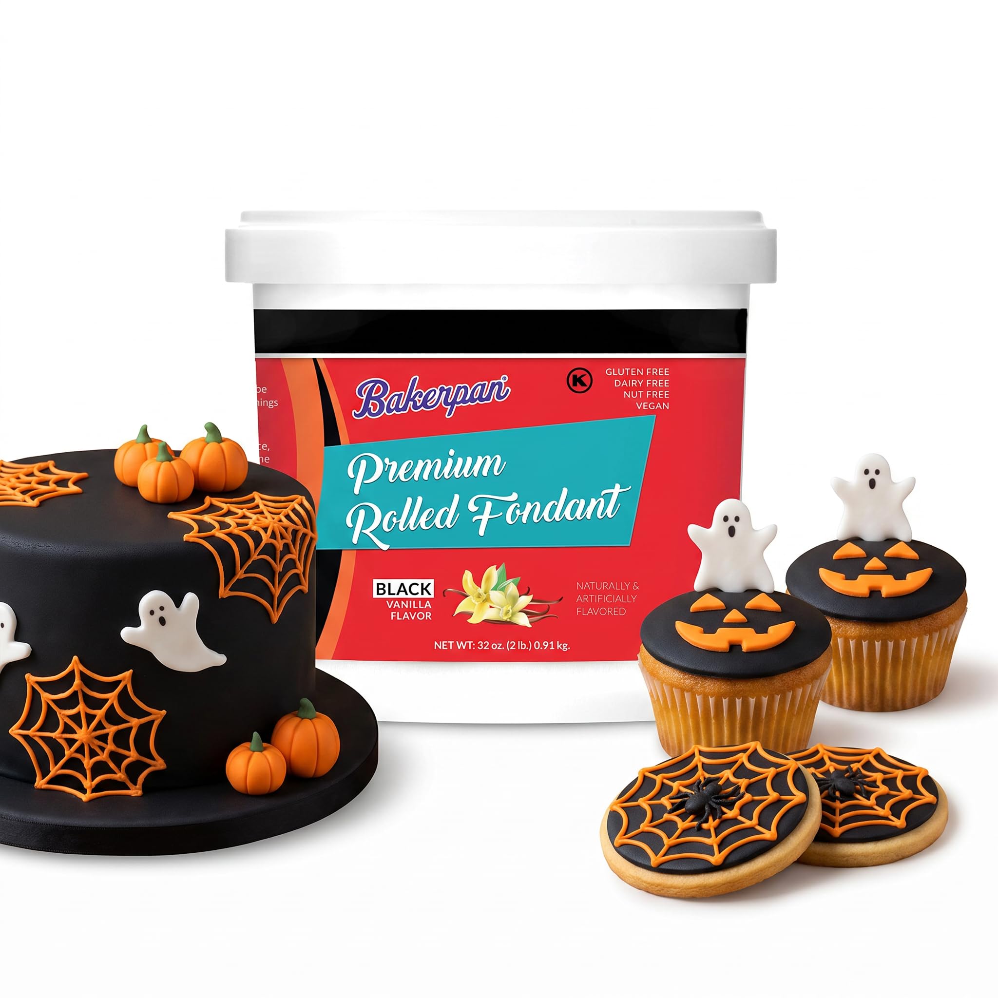 Bakerpan Premium Rolled Black Fondant For Cake Decorating - 2 Pounds