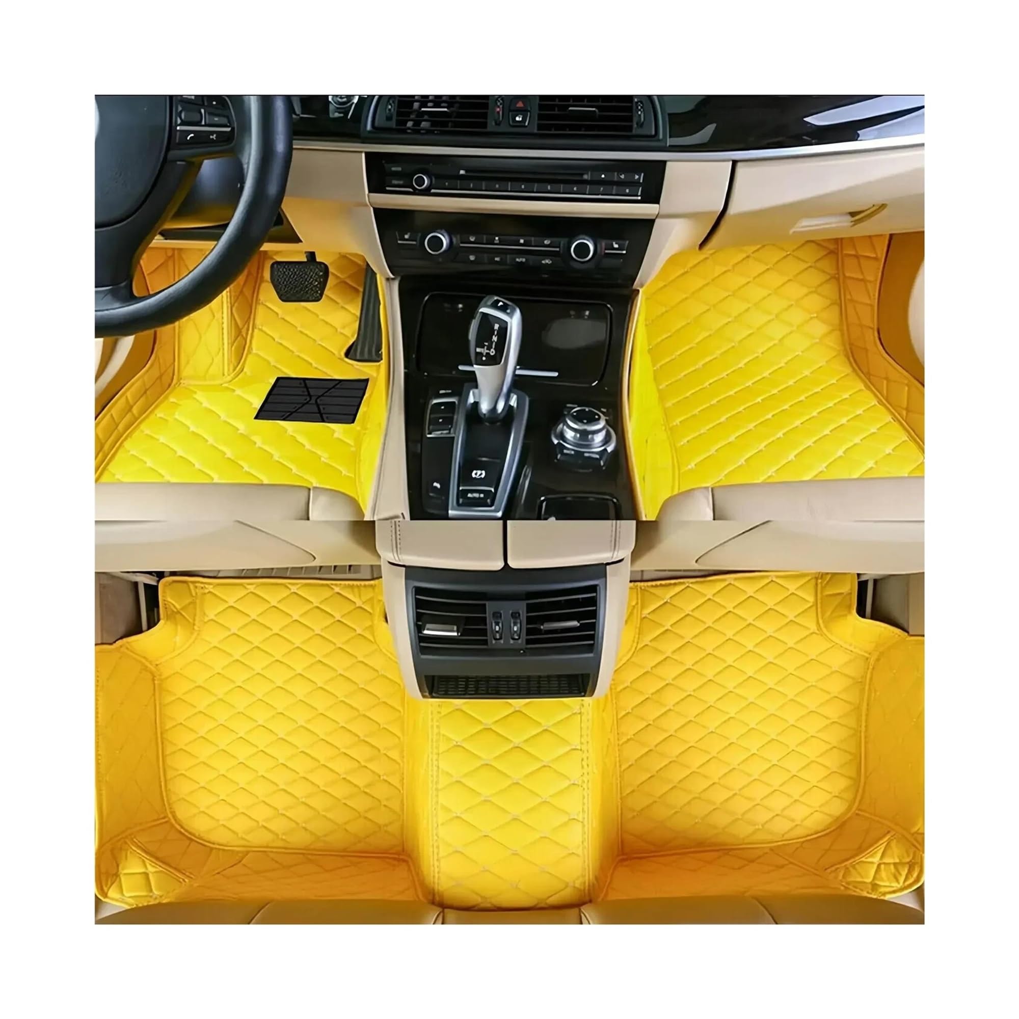 Auto Fussmatten Für Mazda CX-30 DM 2020 2021 2022 2023 rutschfeste Allwetter-wasserdichte Luxus-Leder-Bodenmatten Auto-Fußmatten Fußmatten Automatten(Stvle 1 Yellow)