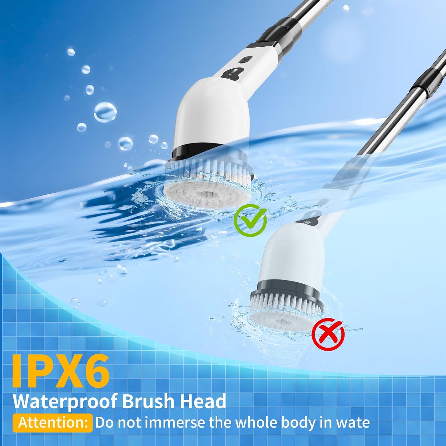 Electric Spin Scrubber, Ultimate Household Cleaning Brush with 90Min Runtime & 8 Heads & 2 Modes- 52in Electric Shower Scrubber Deep Clean for Bathroom Grout, Oven, Shower, Tile & Car, IPX6 Waterproof