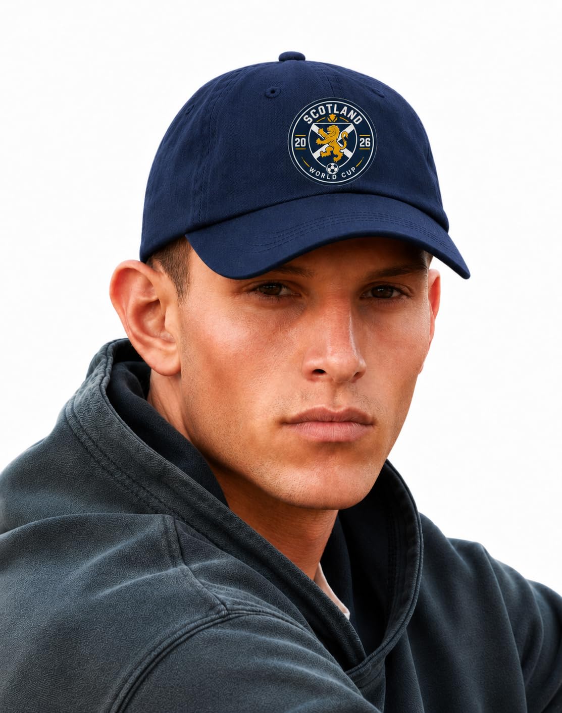 4SP® Scotland World Cup Logo Organic Cotton Dad Cap Hat (Navy)