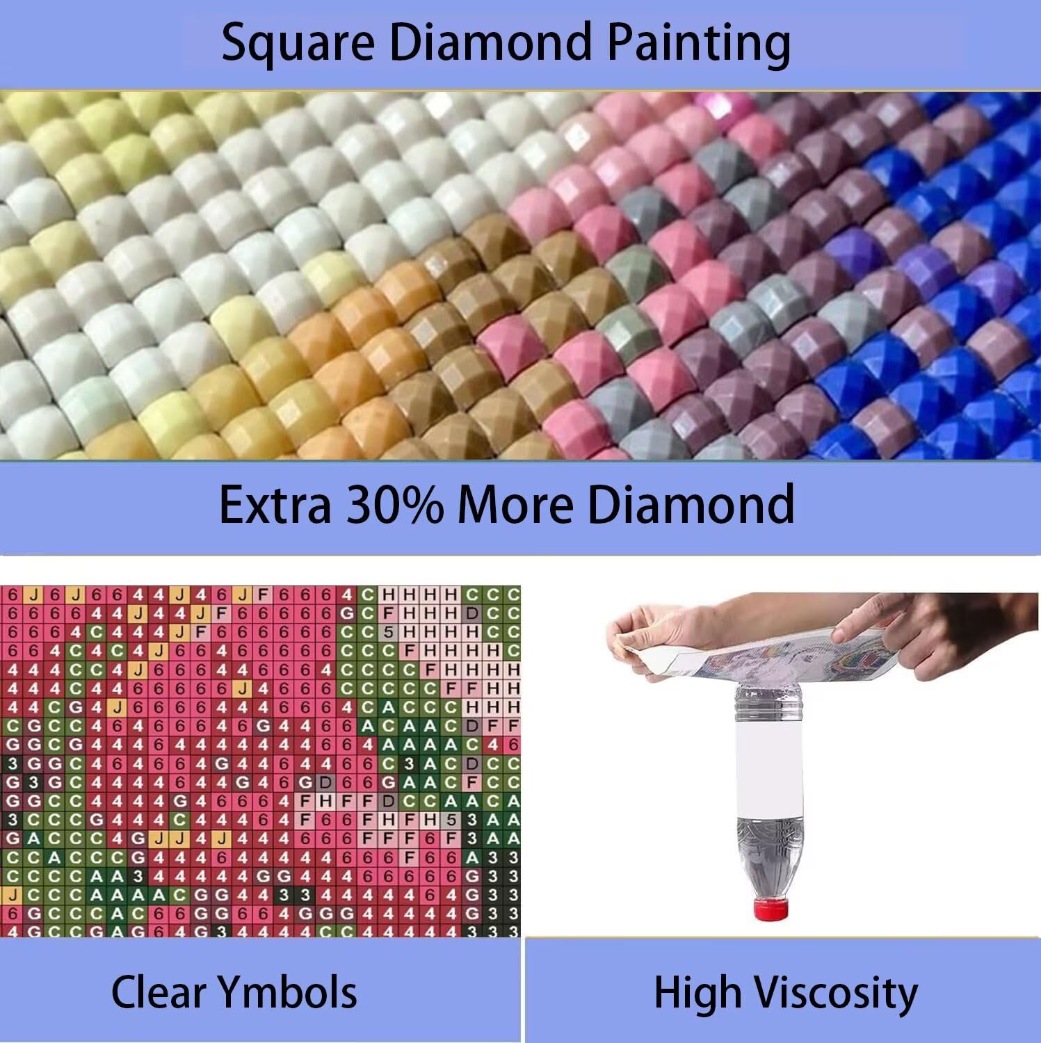 5 sztuk malowanie diamentami pełny zestaw, 5D malarstwo diamentowe dla dorosłych, diamentowe malowanie kwadratowe krajobraz, 75 x 150 cm duży obraz diamentowy 5 paneli księżyc DIY dekoracja ścienna do