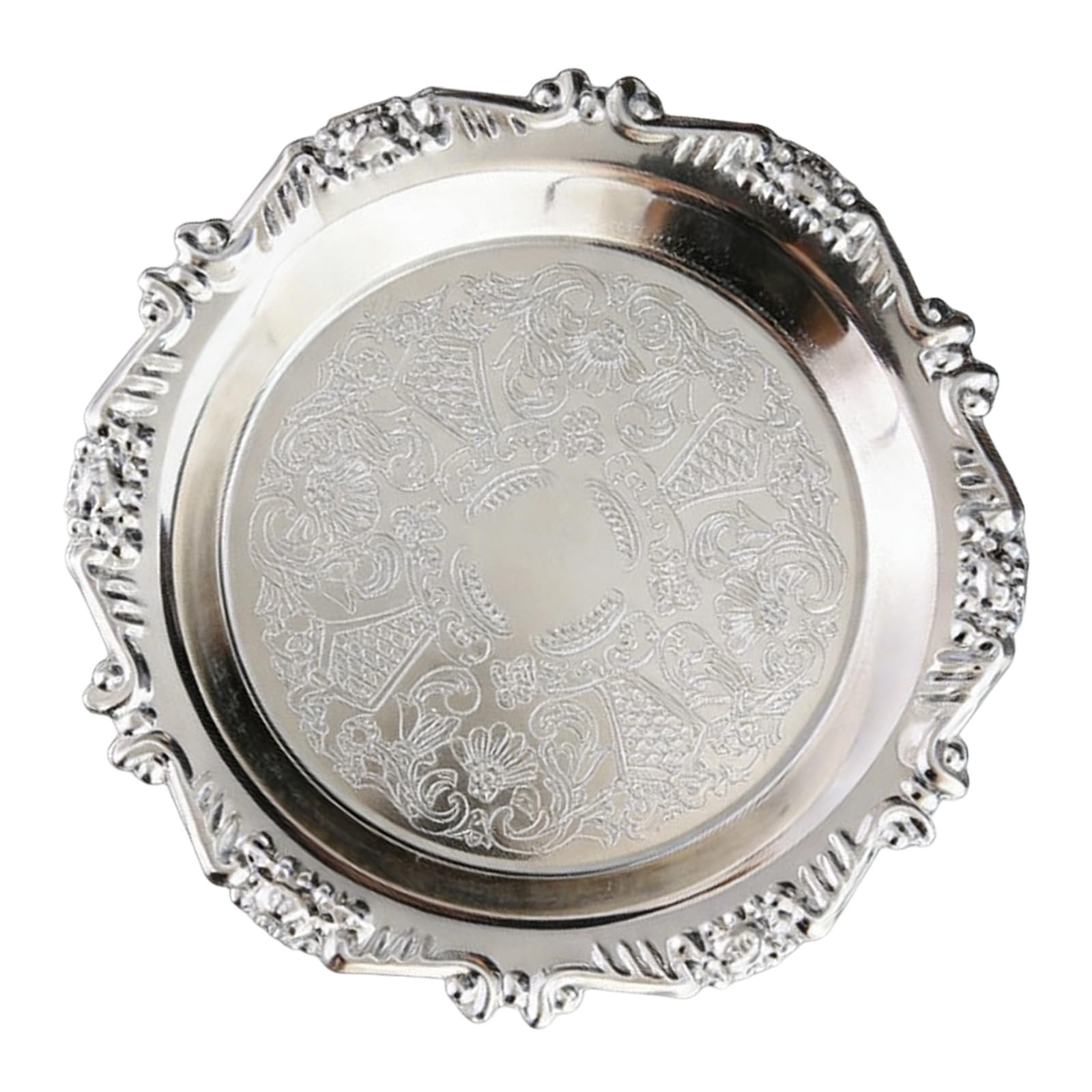 Tsophreniq Practical Iron Serving Tray for Home Decors and Food Presentation Feature Embossed Detail and Easy Maintenance Decorative Tray
