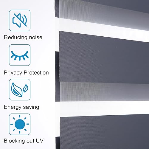 Miniatura 6 de MYshade Persianas inteligentes de cebra compatibles con Alexa, opacas (85 %), persianas motorizadas de doble capa de cebra, control de luz de