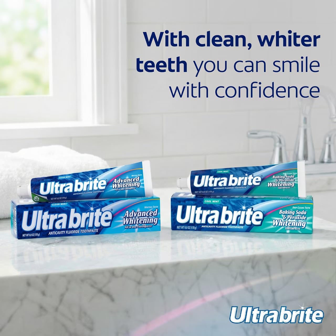 Ultra Brite Avanzado blanqueador anticaries dentífrico, pasta de dientes con fluoruro, sabor a menta limpia, 6 oz. (paquete de 12)