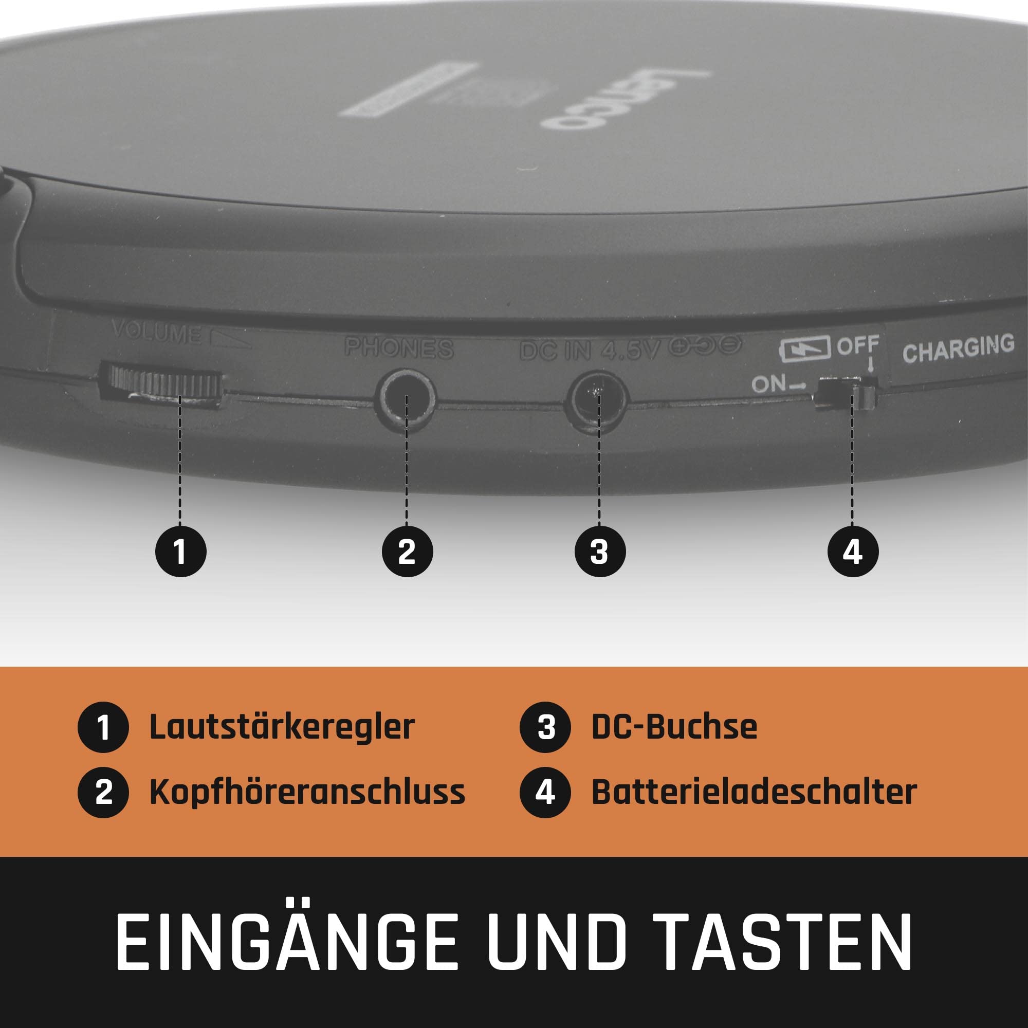 Lenco CD-200 - CD-Player - Auch für Kinder - Discman - Tragbar | CD Spieler- LCD-Display - Anti shock - Hörbuchfunktion - Kopfhörer - H USB-Ladekabel - Schwarz
