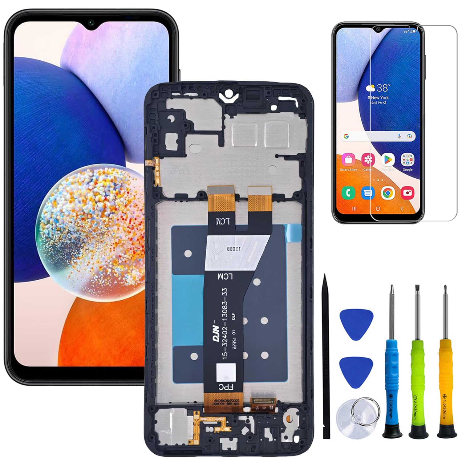 HQB-STAR for Samsung Galaxy A14 5G A146U Screen Replacement LCD Display Touch Screen for Samsung Galaxy A14 5G A146U Digitizer Assembly Parts with Tools (with Frame)