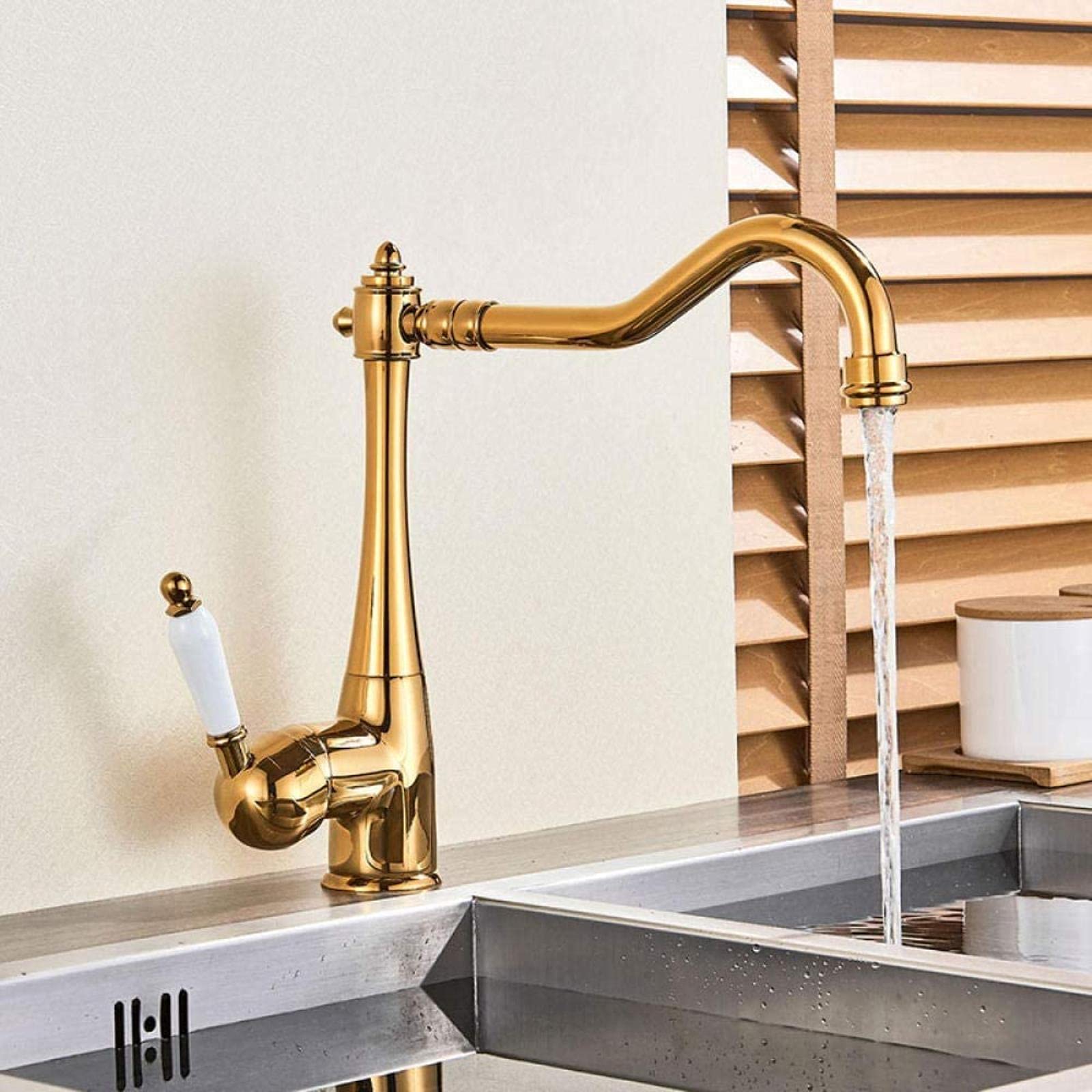 Robinet de cuisine poignée en céramique mitigeur eau chaude et froide