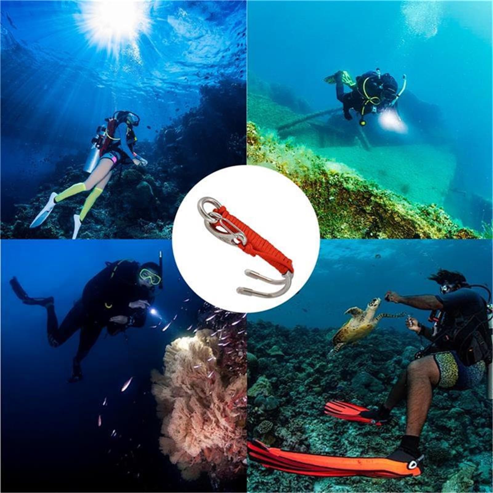 Crochets de plongée en acier inoxydable - Équipement de sécurité avec joint torique pour photographie sous-marine, plongée sous-marine et plongée sous-marine