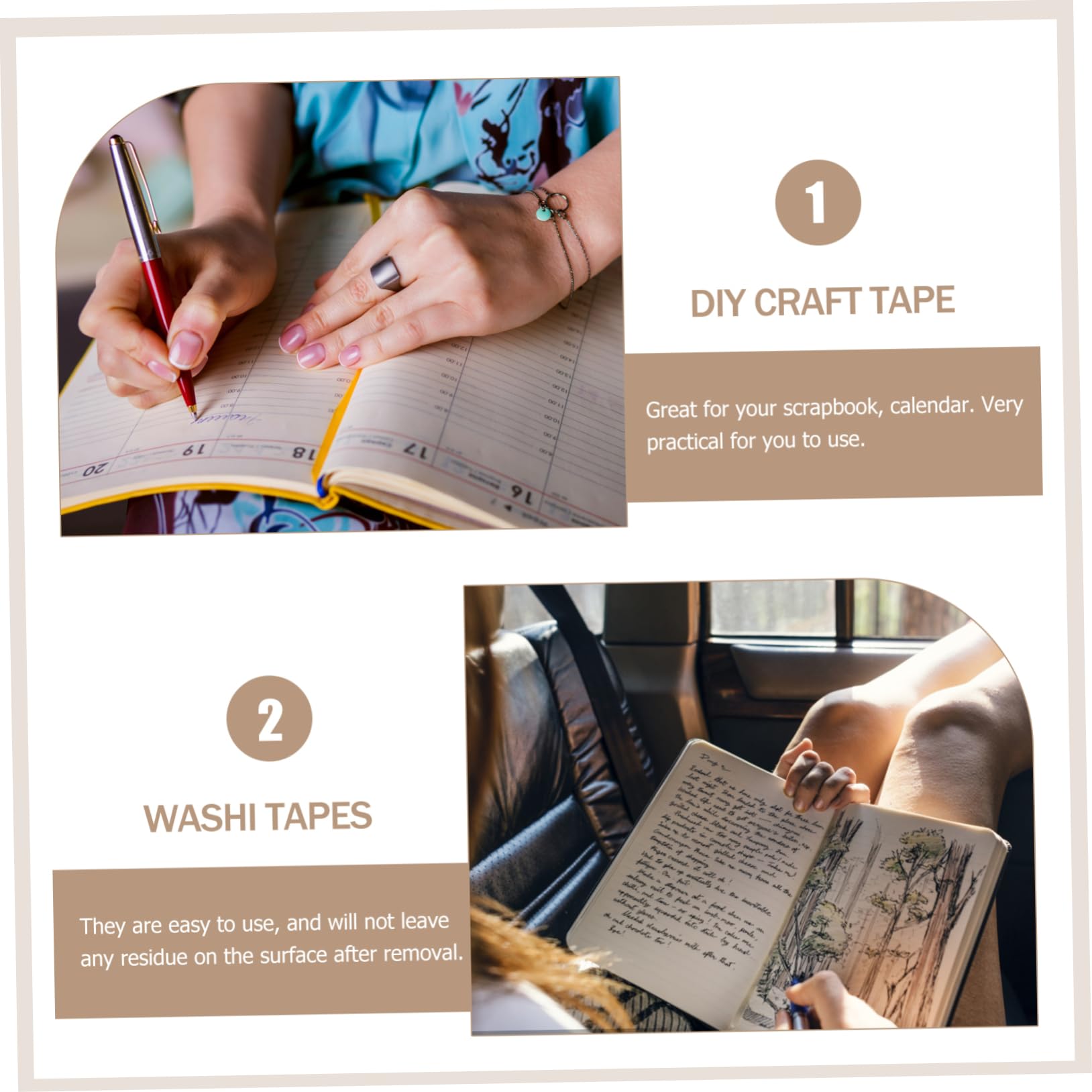 SHINEOFI 12 Nastro Decorativo Washi Adesivo Da Stile Random Per Planner Scrapbooking e Diario Nastro Delicato e Pratico Per Creazioni Artistiche e Fai Da Te