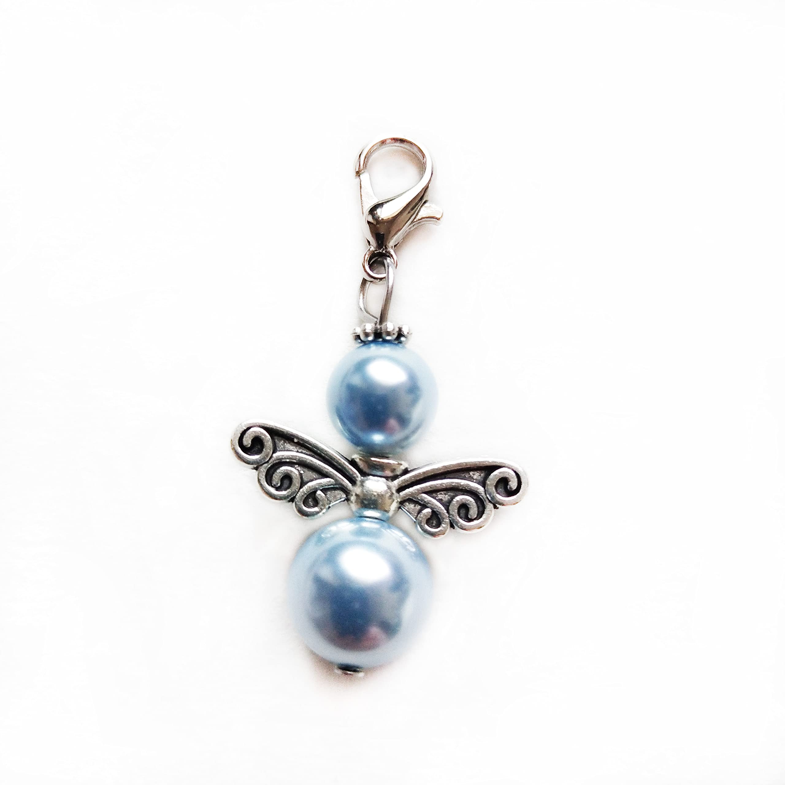 LFaize Something Blue Angel, Something Blue Gift, Wedding Bouquet Clip, Wedding Gift for Daughter (BlueBluePearl)