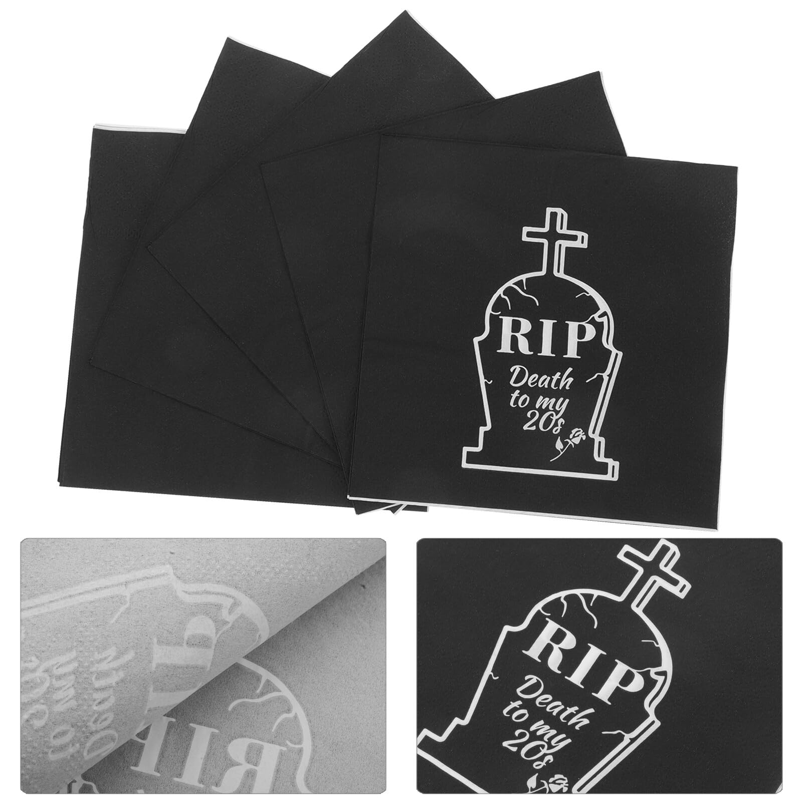 20 pezzi Tovaglioli di Carta Neri Tema Halloween Death To My per Feste Compleanno Assorbenti e Decorativi per Tavola per Addio AI Anni e Party Tema