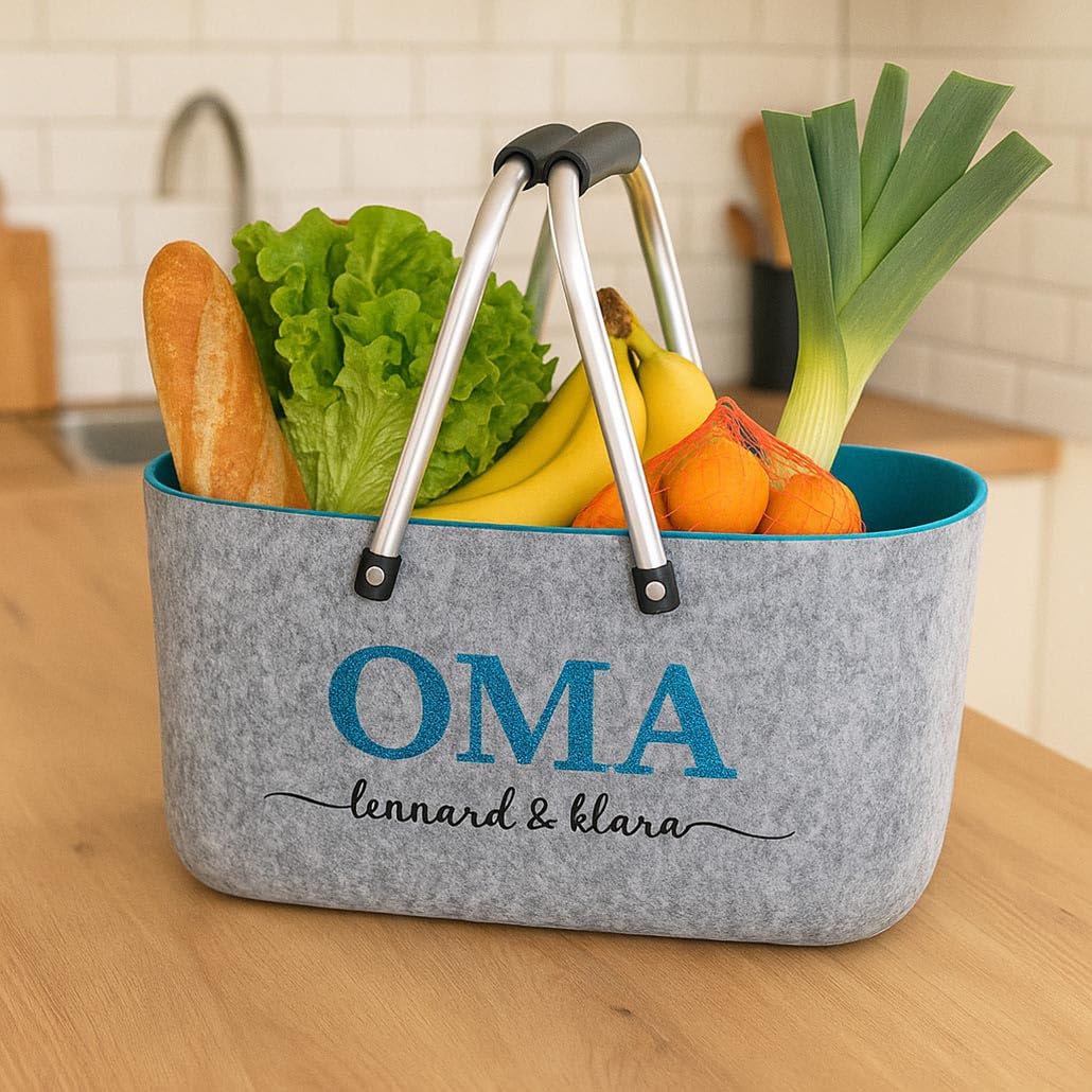 Kobolo personalisierbarer Filzkorb 36x22x18 cm Grau