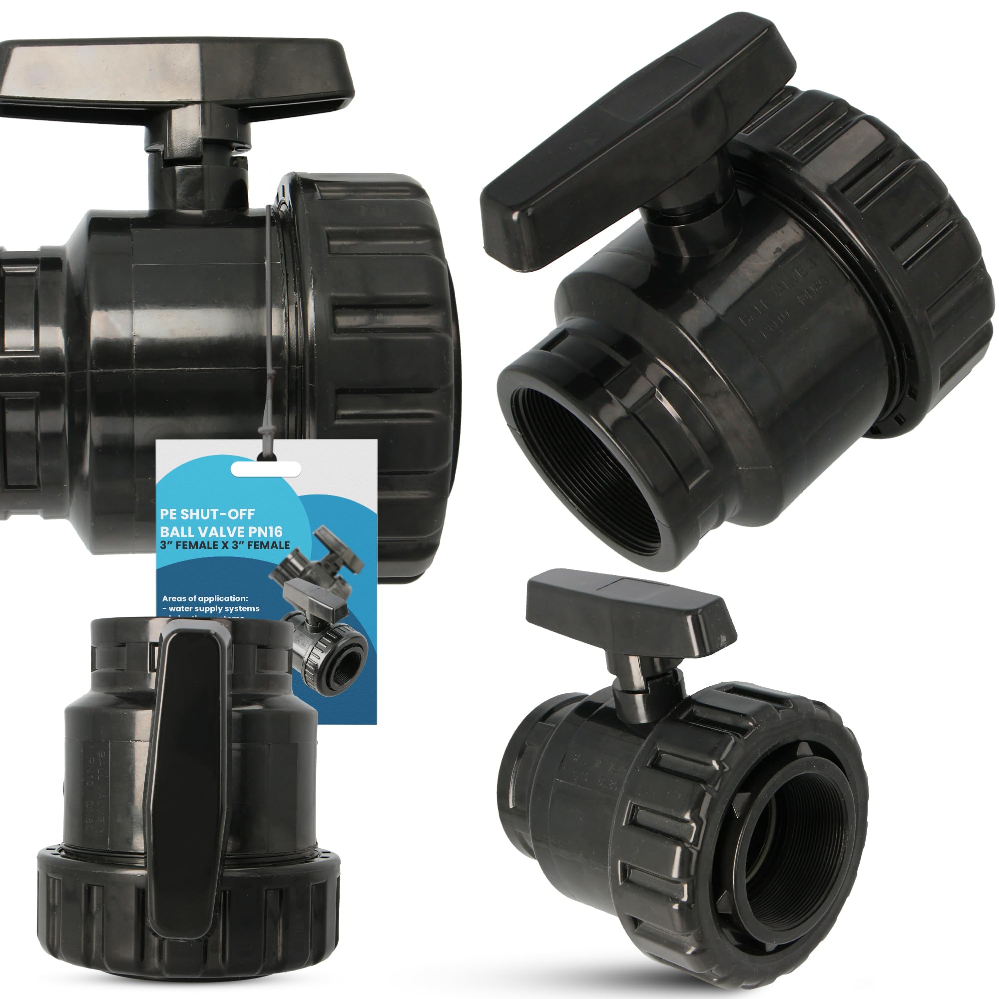 Instalguru PE-Rohr Absperrhahn Kugelhahn PN16 3"x3" IG Wassersysteme Garden Bewässerung Pe-Absperrventil Wasserregelventil Bewässerungsrohr-Kupplung PE-Schläuchen