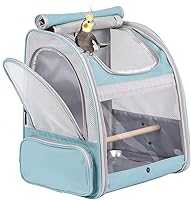 Vista 14 de Mochila de viaje para pájaros con soporte de madera, bolsa pequeña a mediana para llevar loro, periquito, conure, cacatúa